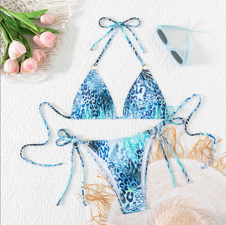 Tie-Side Leopard Print Bikini Set