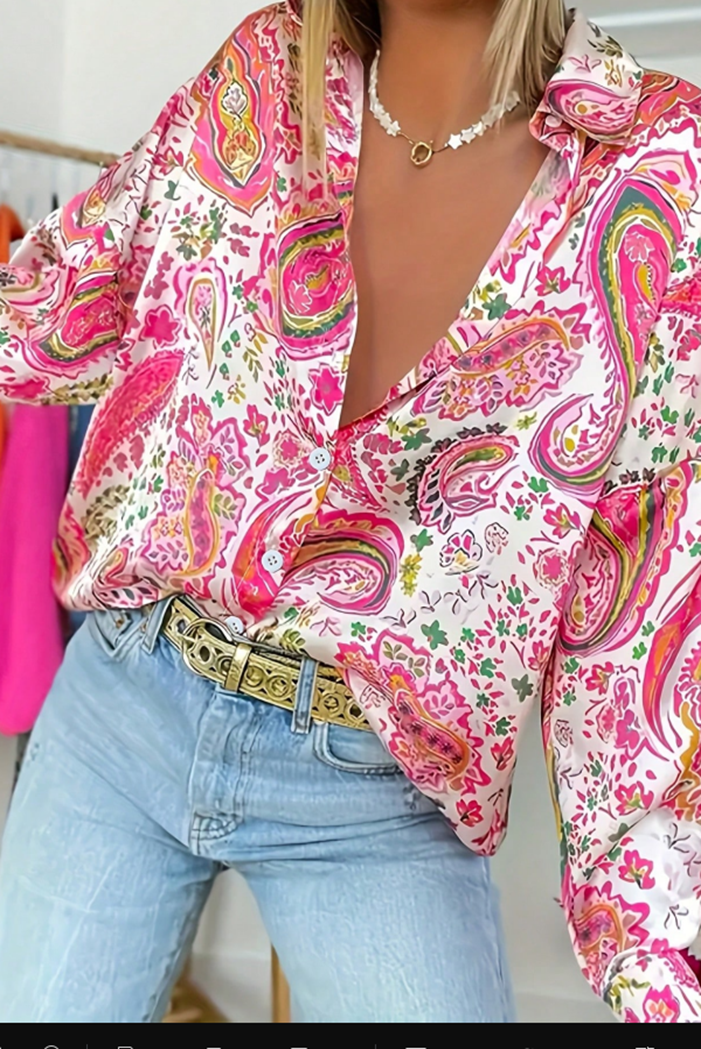 Paisley Print Button-Up Shirt