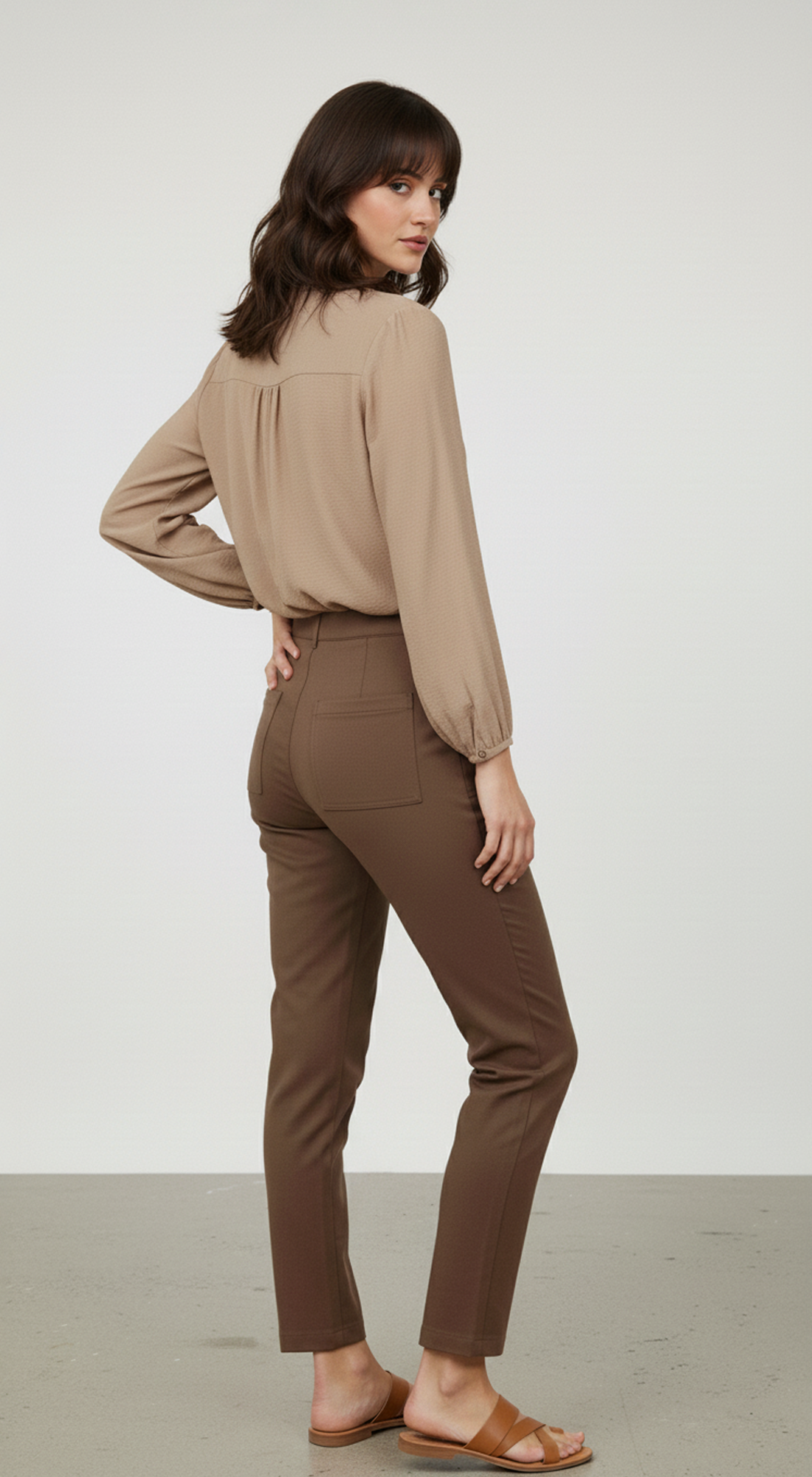 Ruffle Neck Button Down Long Sleeve Top