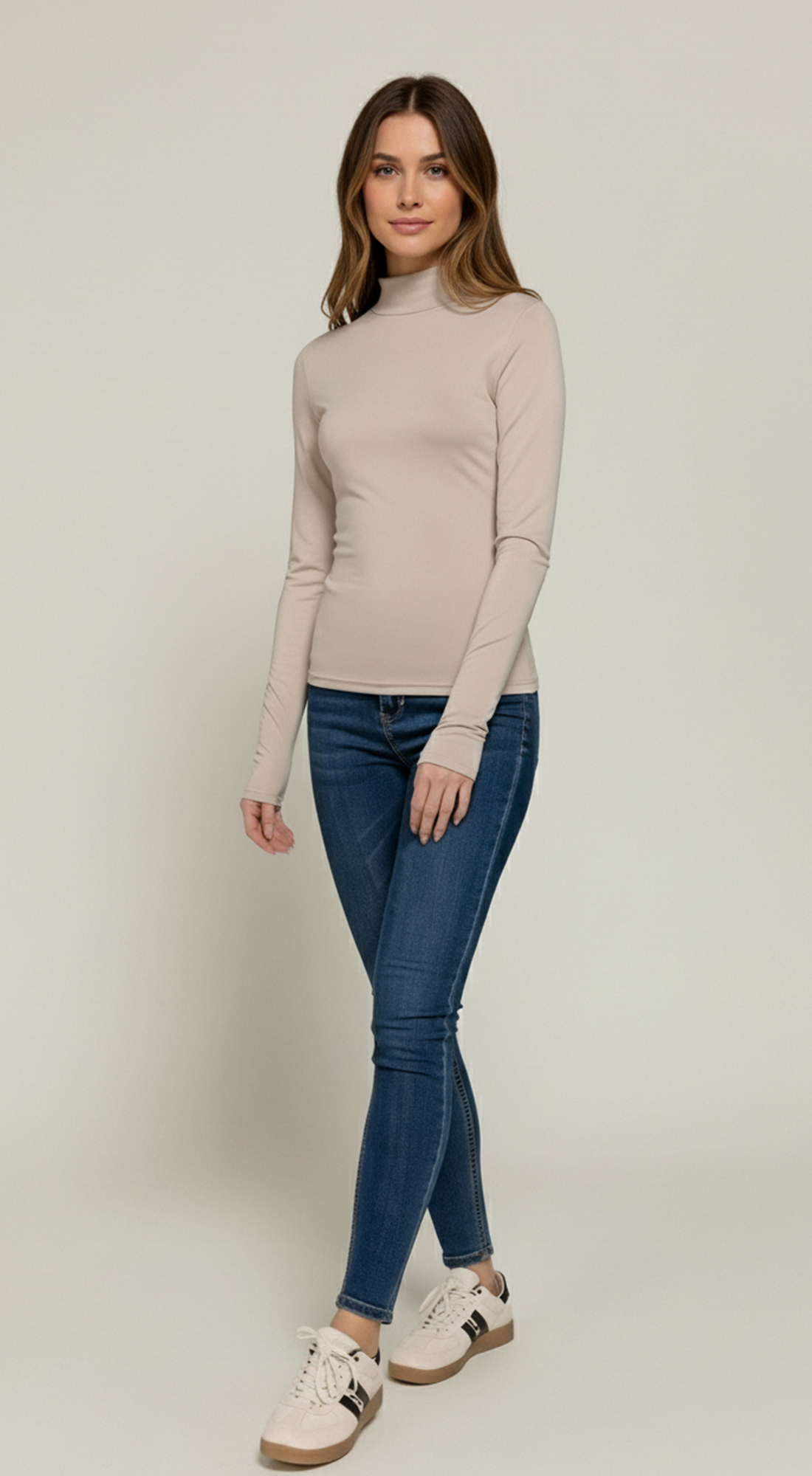 Long Slv High Neck Ity Knit Top
