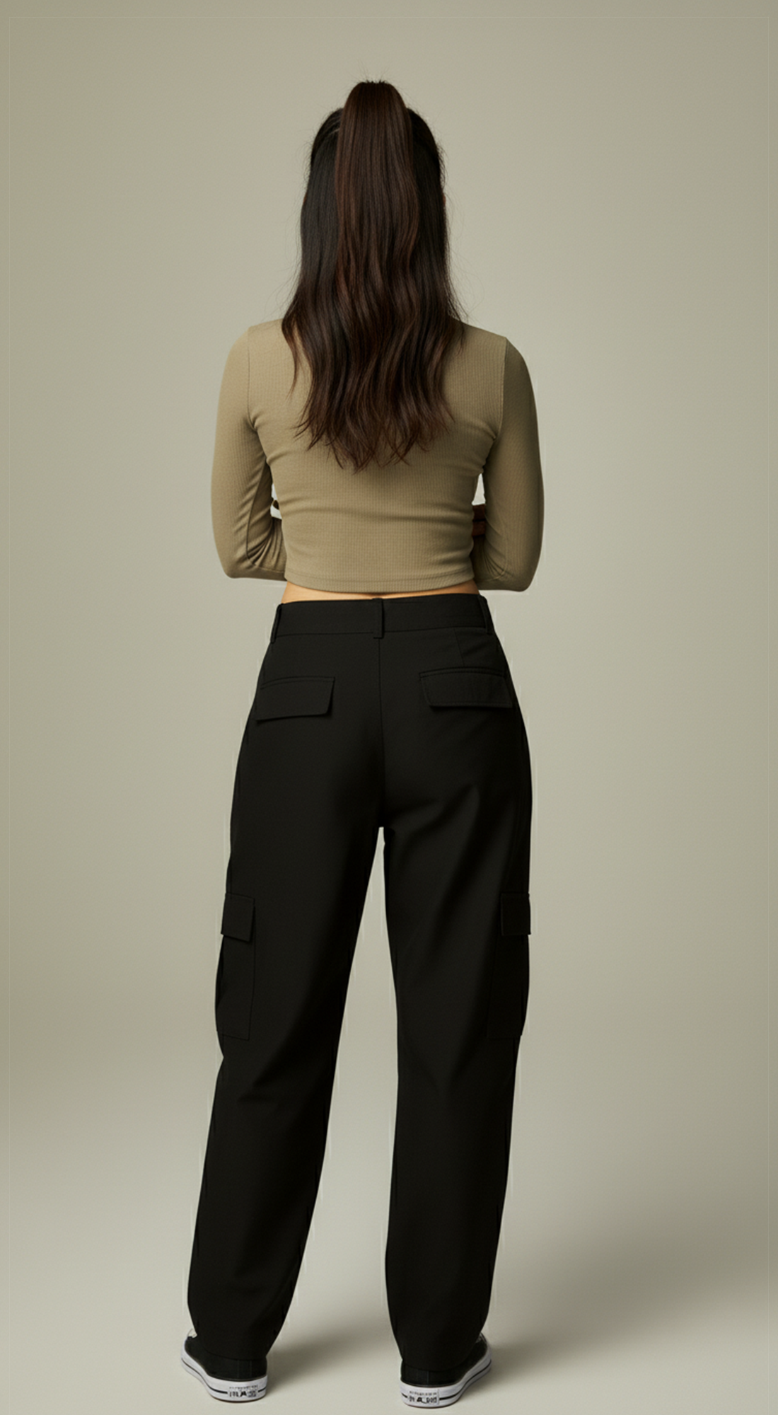 Micro Ribbed Peekaboo Mock Neck Long Sleeve Top
