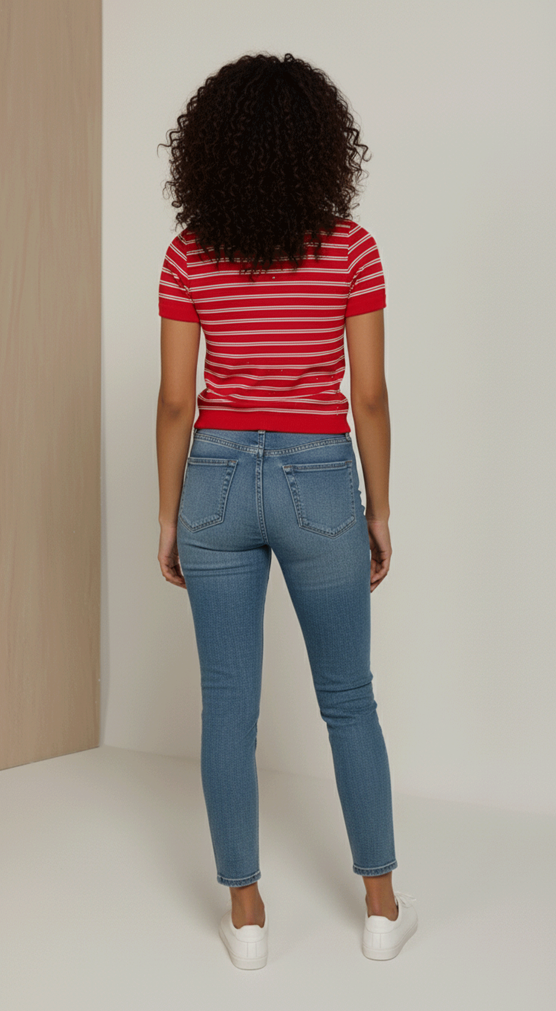 Short Slv Stripe Seamless Top