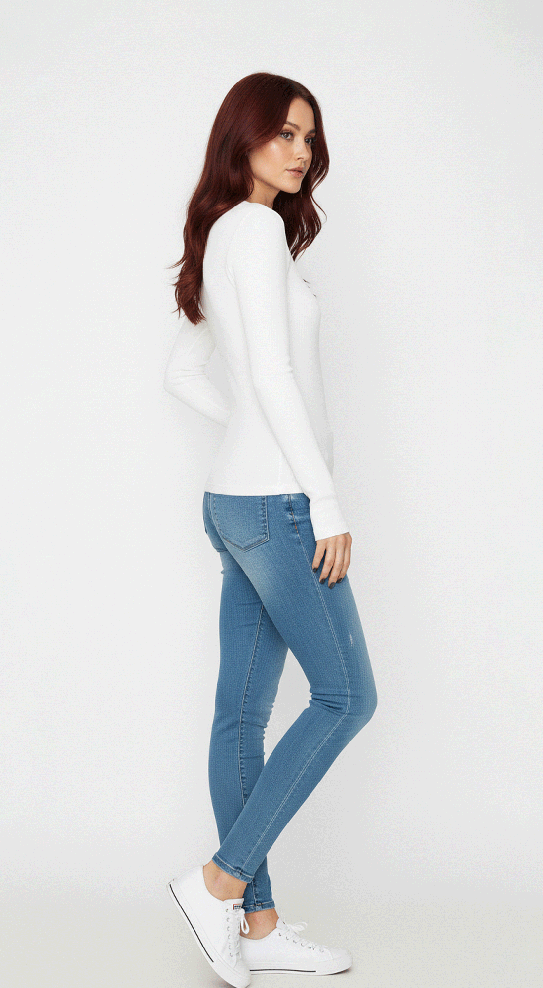Solid V Neck Long Sleeve