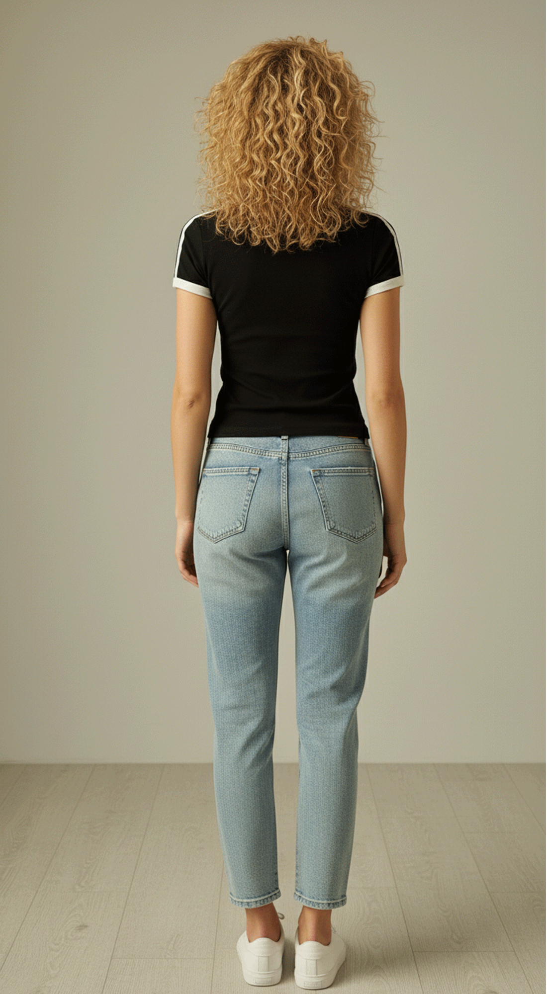 Stretch Contrast Binding Football Baby Tee