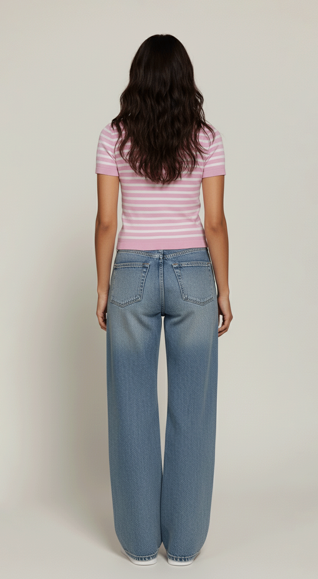 Short Slv Stripe Seamless Top