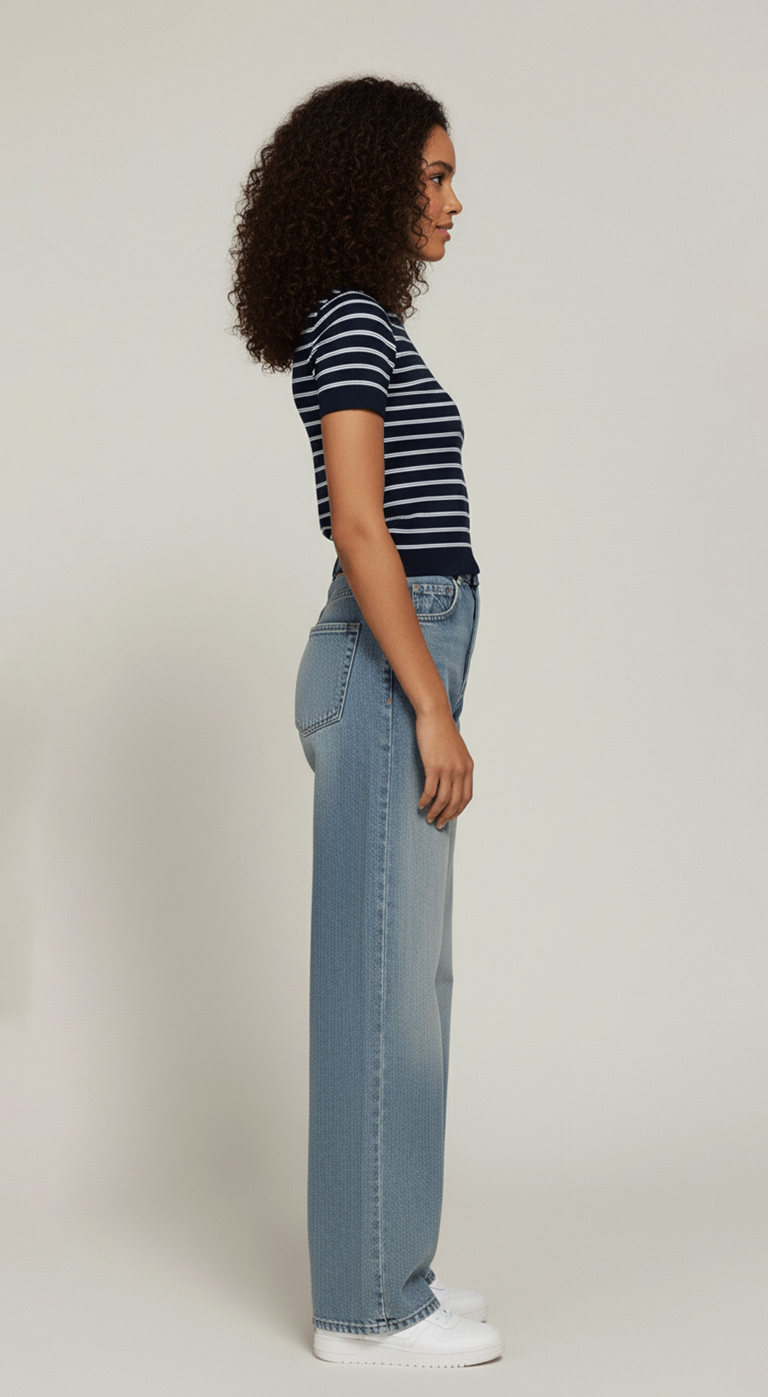 Short Slv Stripe Seamless Top