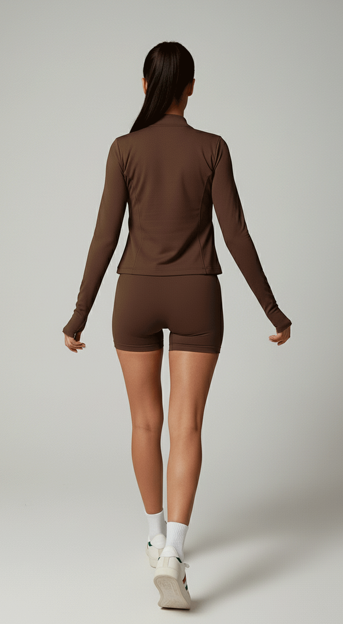 Full Zipper Fitness Jacket & High Waist Shorts Set