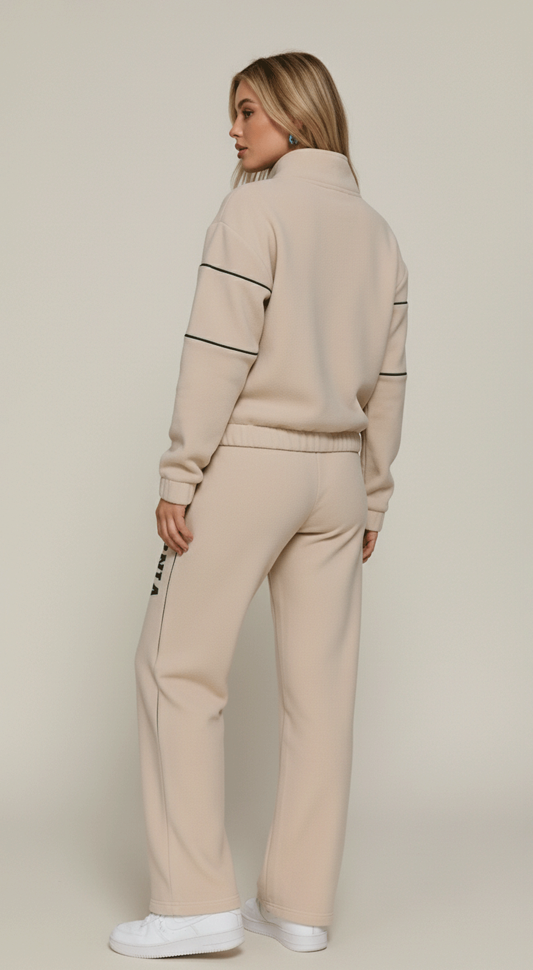 Zip Up Neck Embroidery Fleece Top