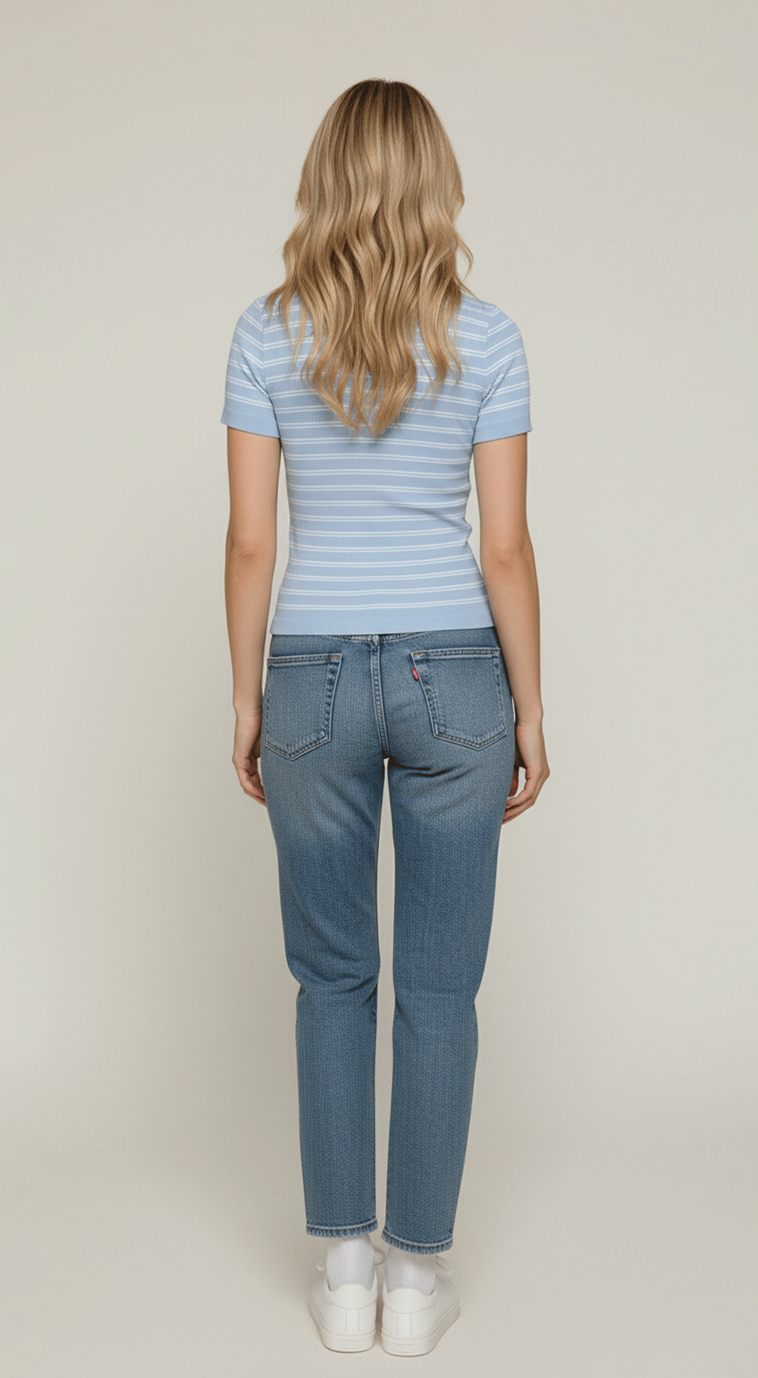 Short Slv Stripe Seamless Top