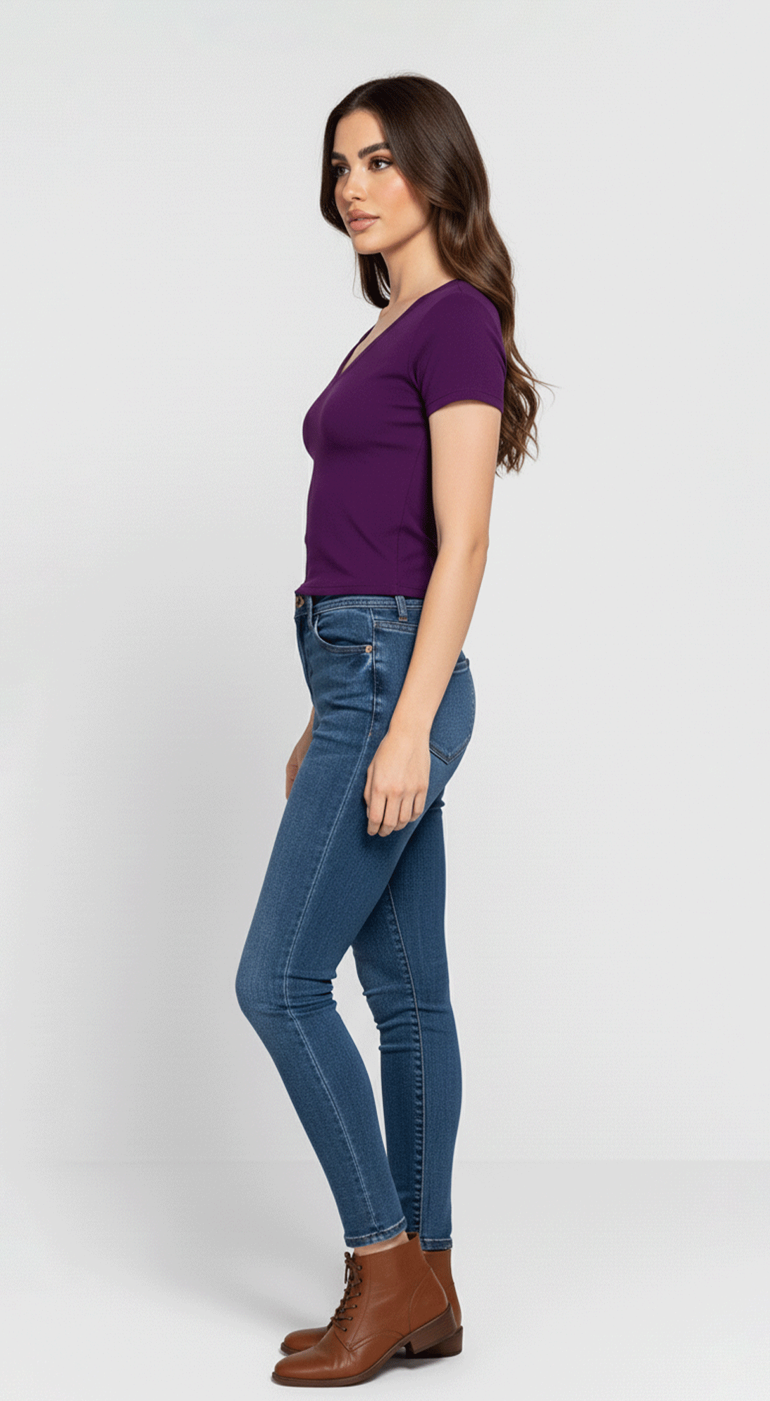 Short Sleeve V-Neck Crop Top