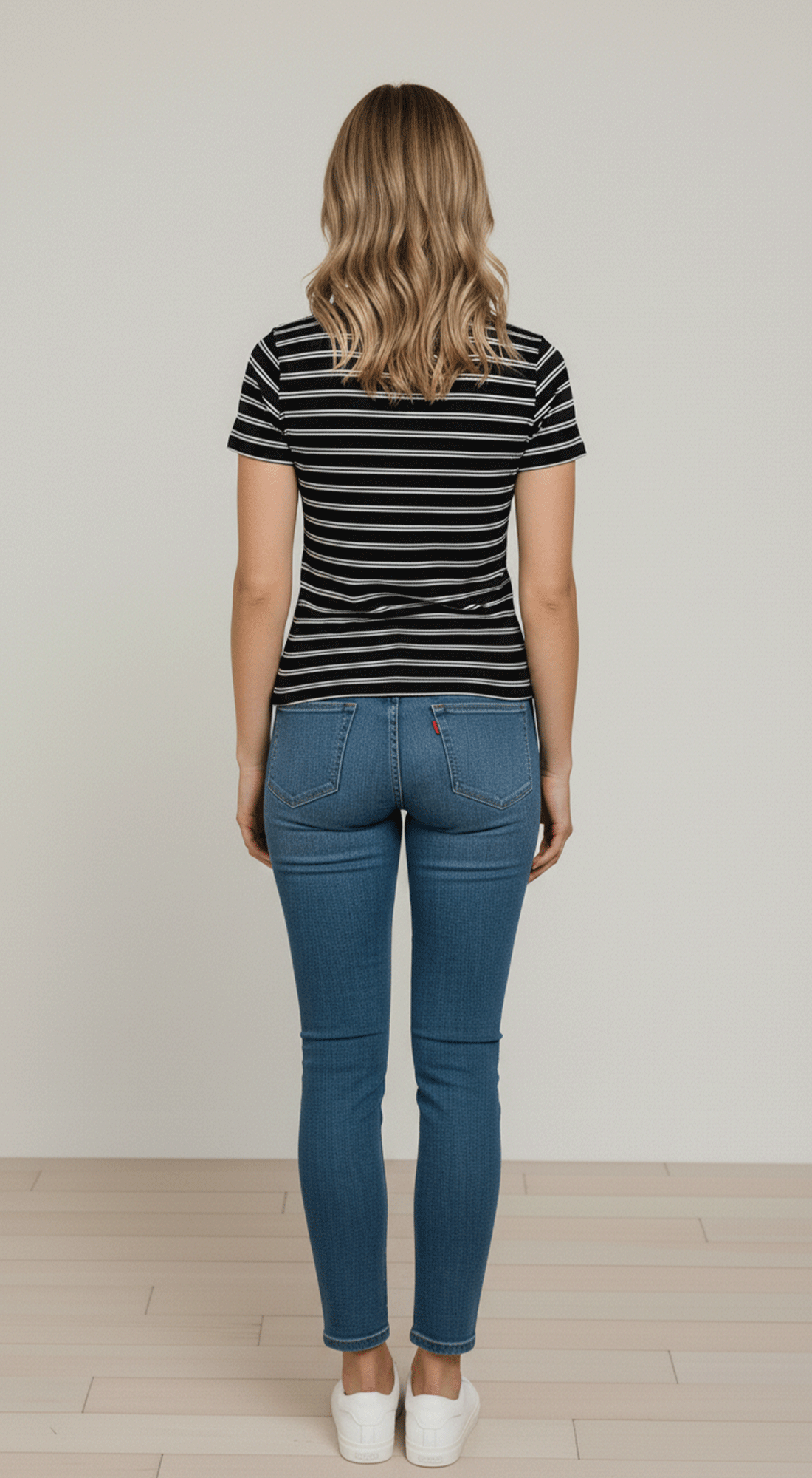 Short Slv Stripe Seamless Top