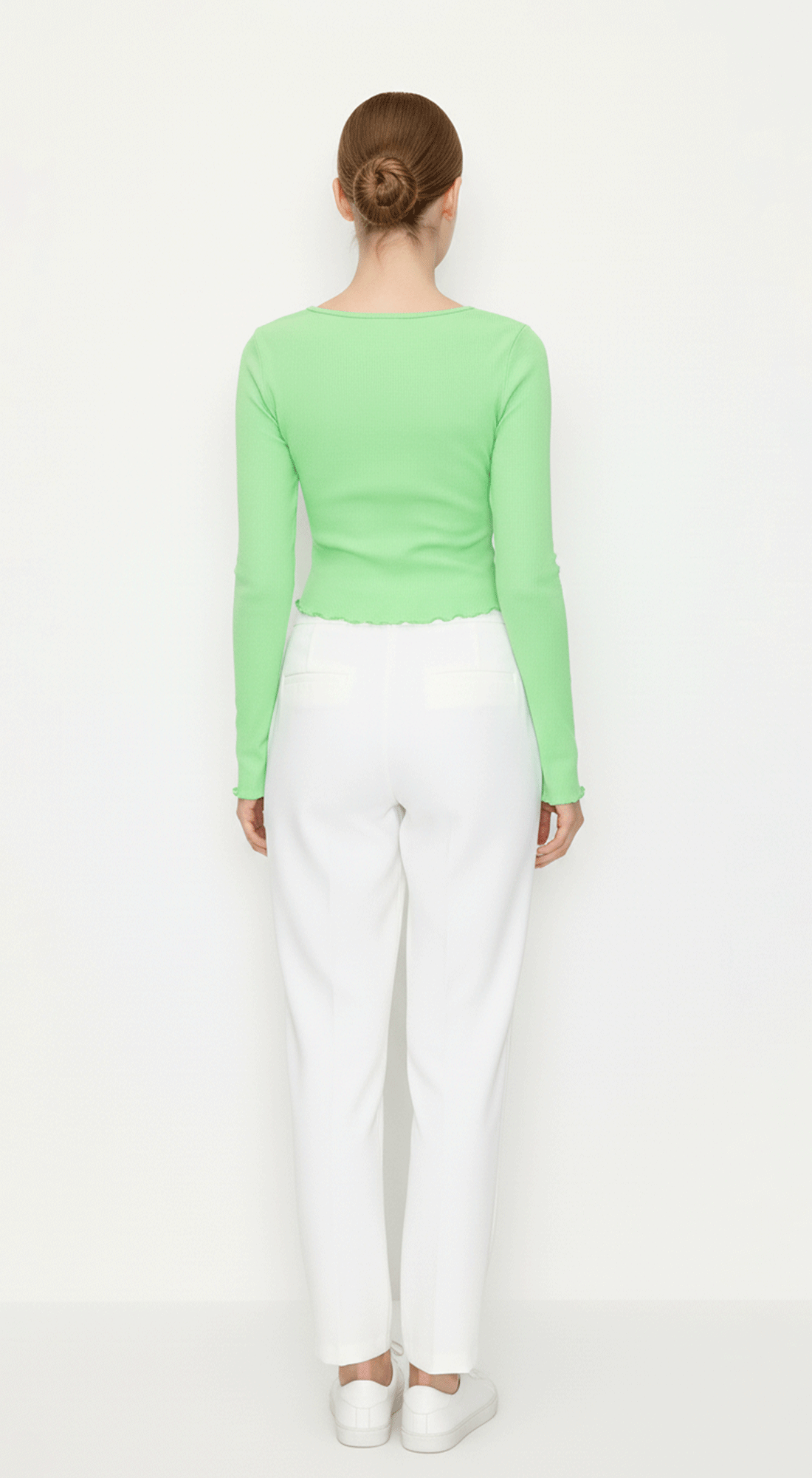 Ribbon Lettuce Hem Crop Top