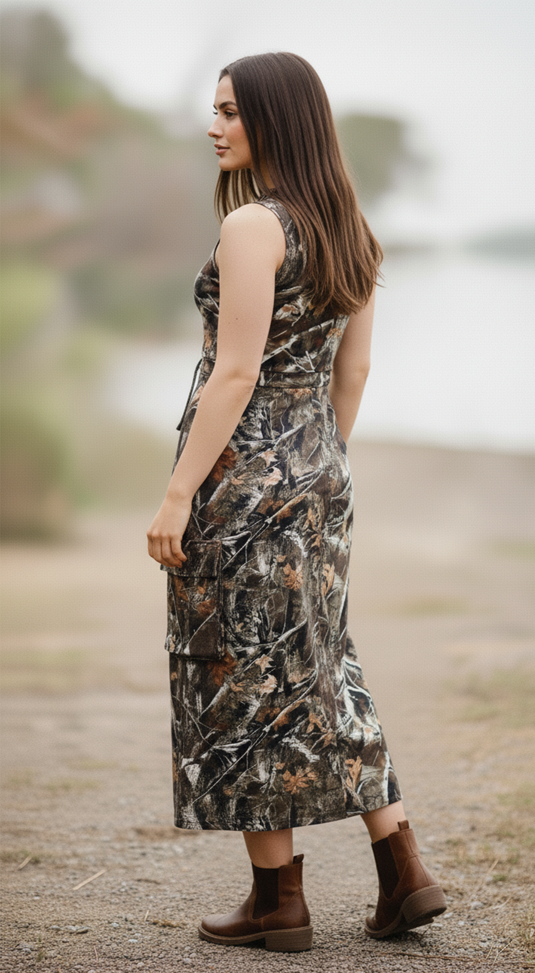 Woodland Camo Cargo Maxi Skirt
