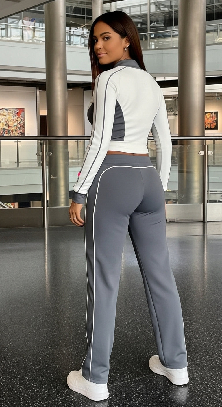 Cropped Zip-Up Track Jacket