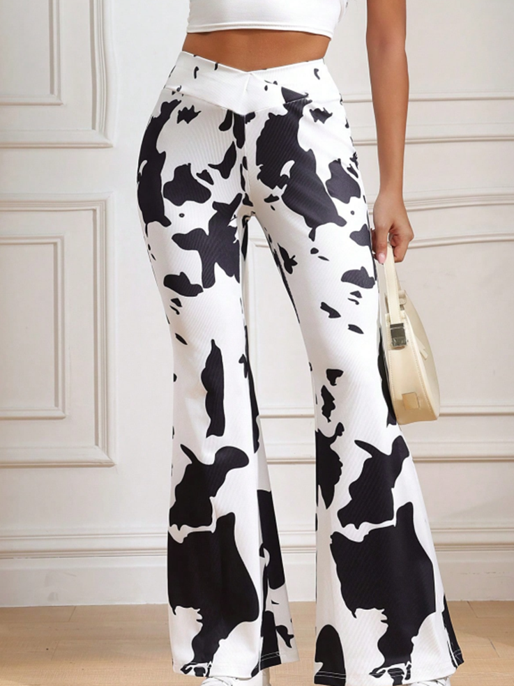 Cow Print Flare Pants