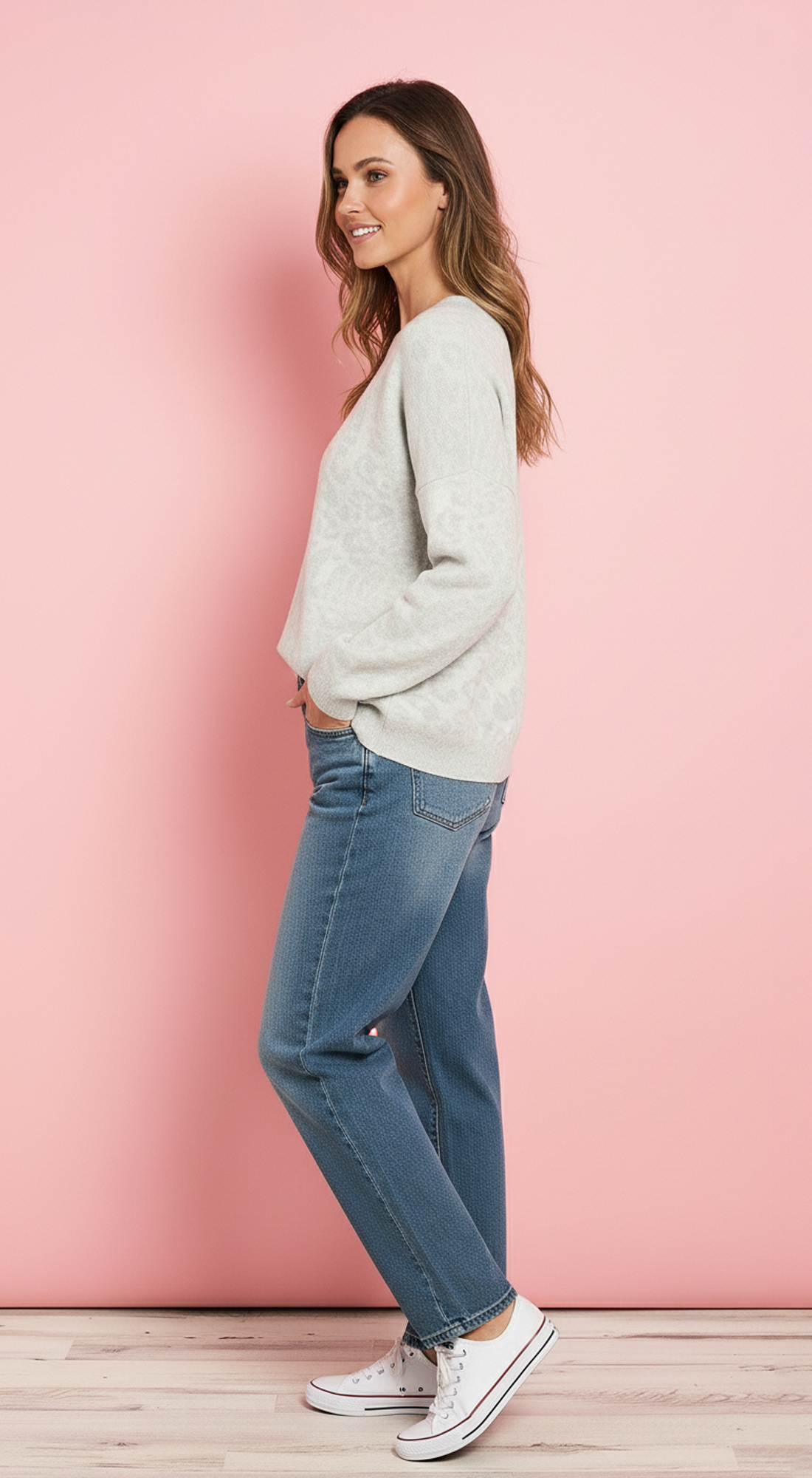 V Neck Long Back Hem Top With Side Slit