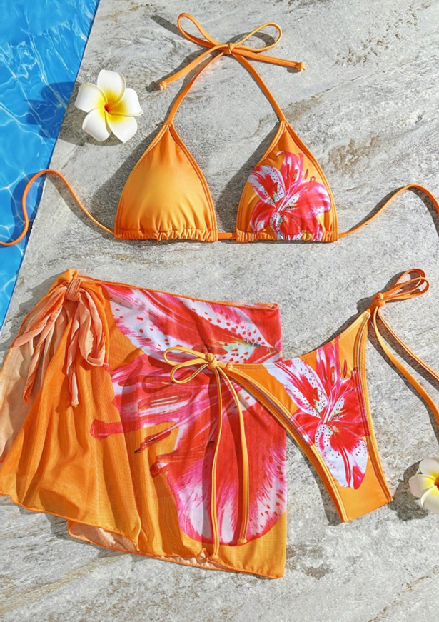 Tropical Blossom Bikini & Sarong Set