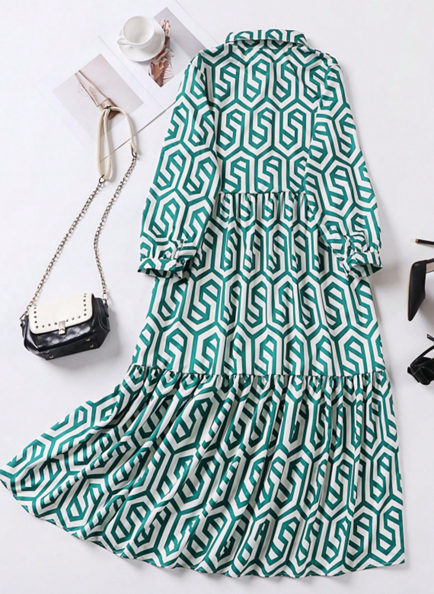 Op Art Cascade Shirt Dress