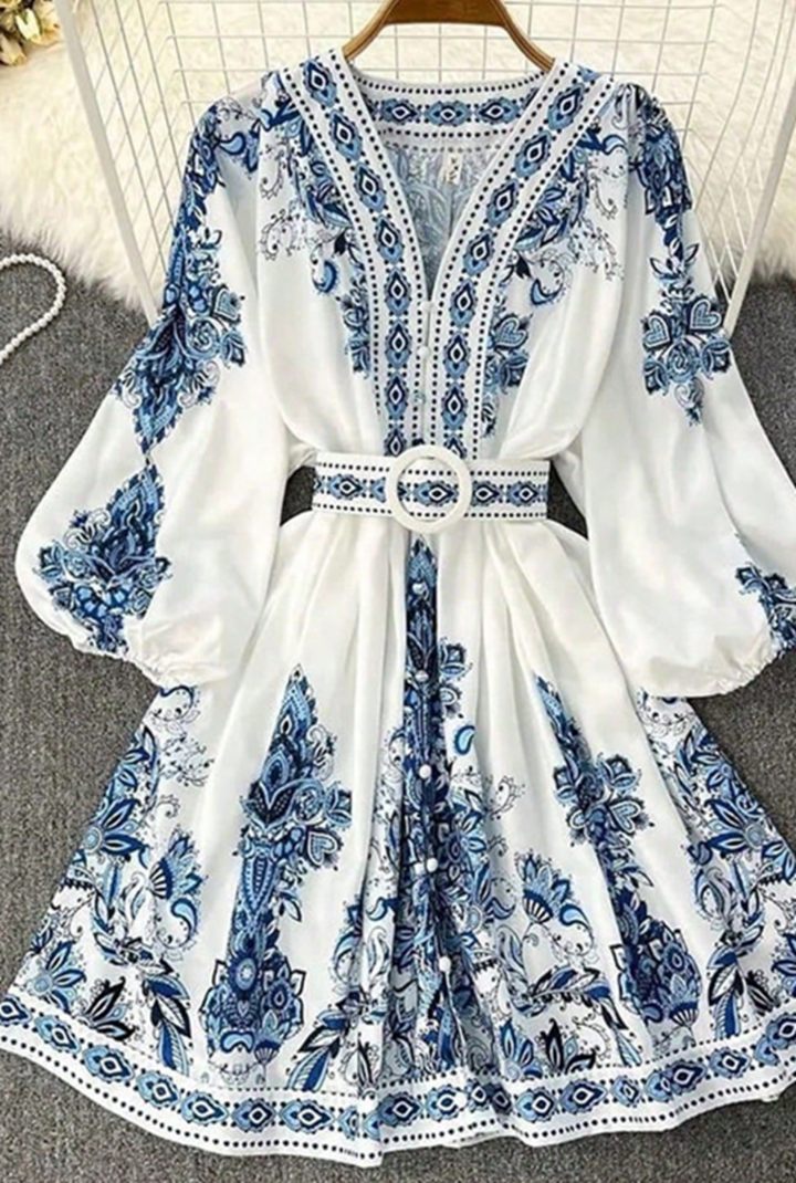 Bohemian Porcelain Mini Dress