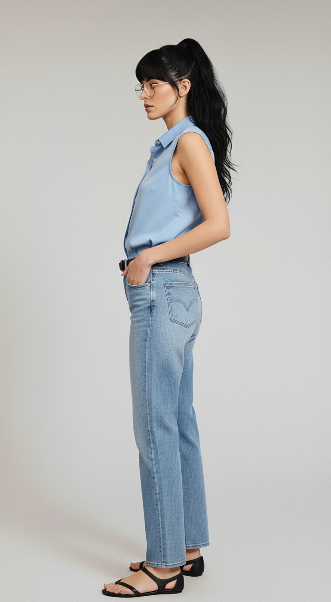 Womens Sleeveless Satin Button down Blouse