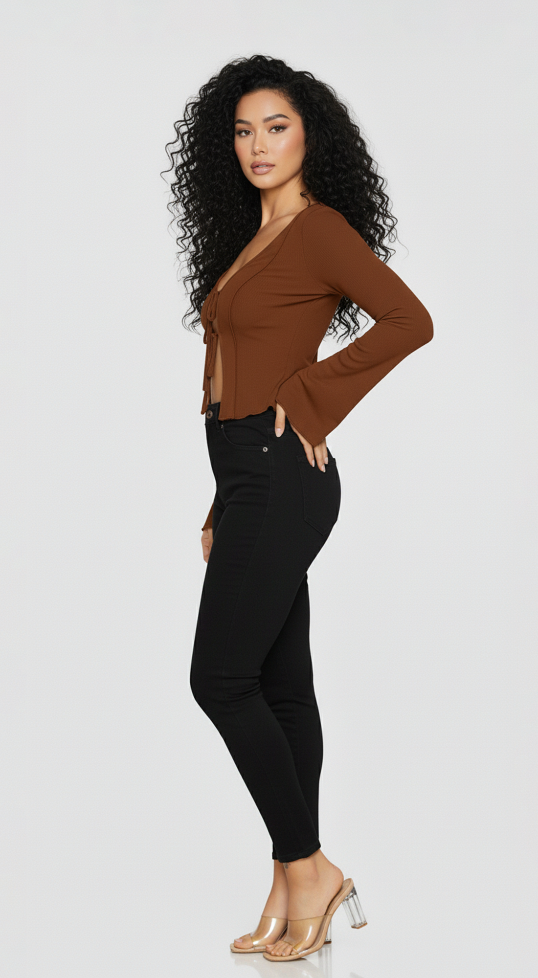 Long Sleeve Tie Front Top
