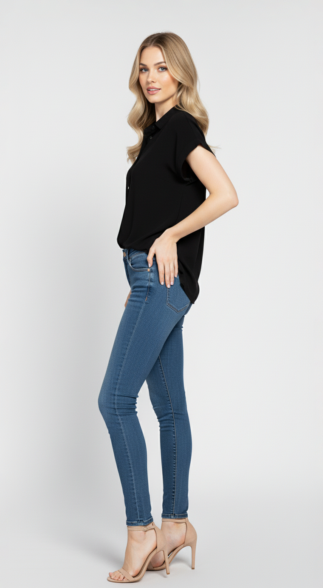 Dolman Short Slv Woven Shirt