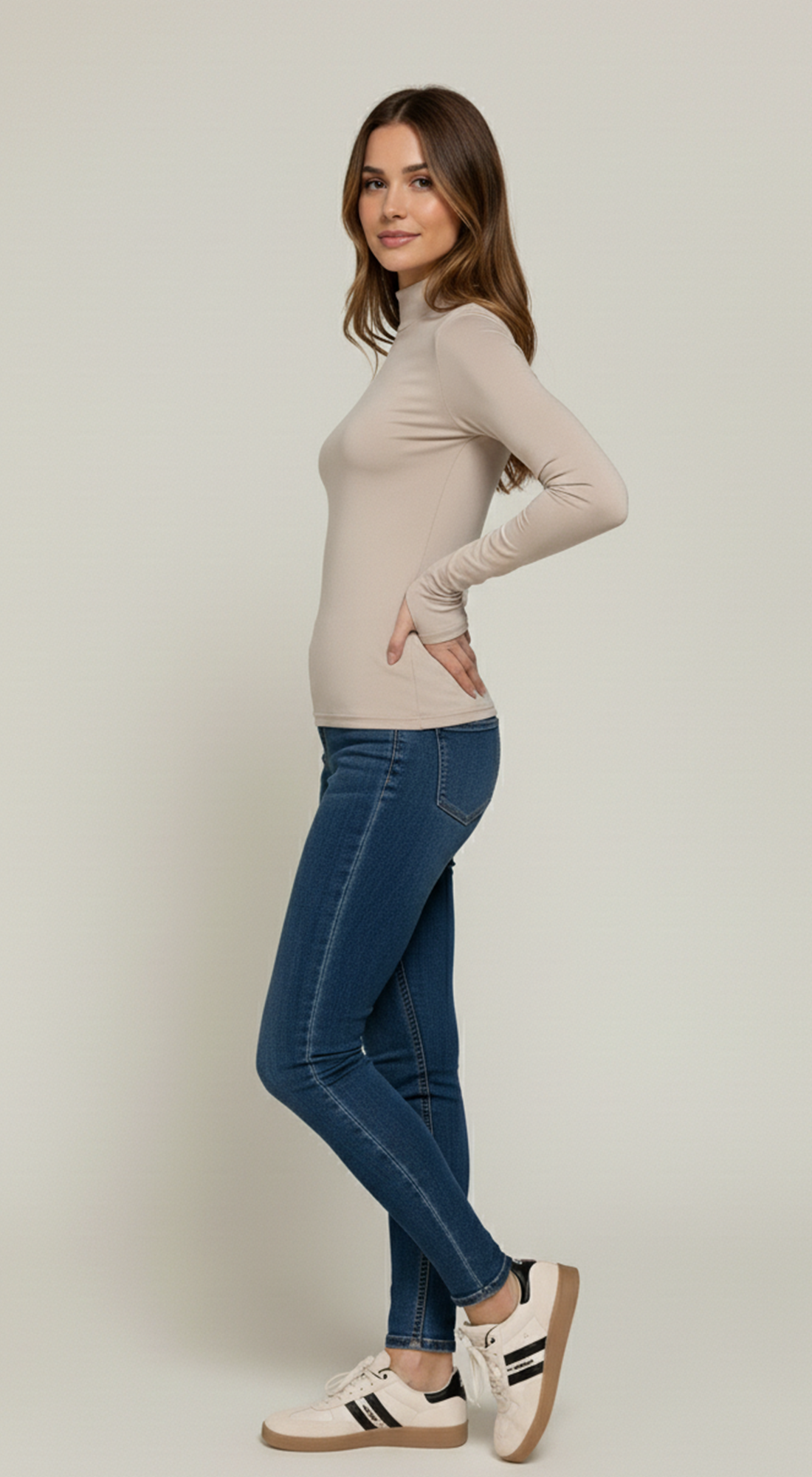 Long Slv High Neck Ity Knit Top