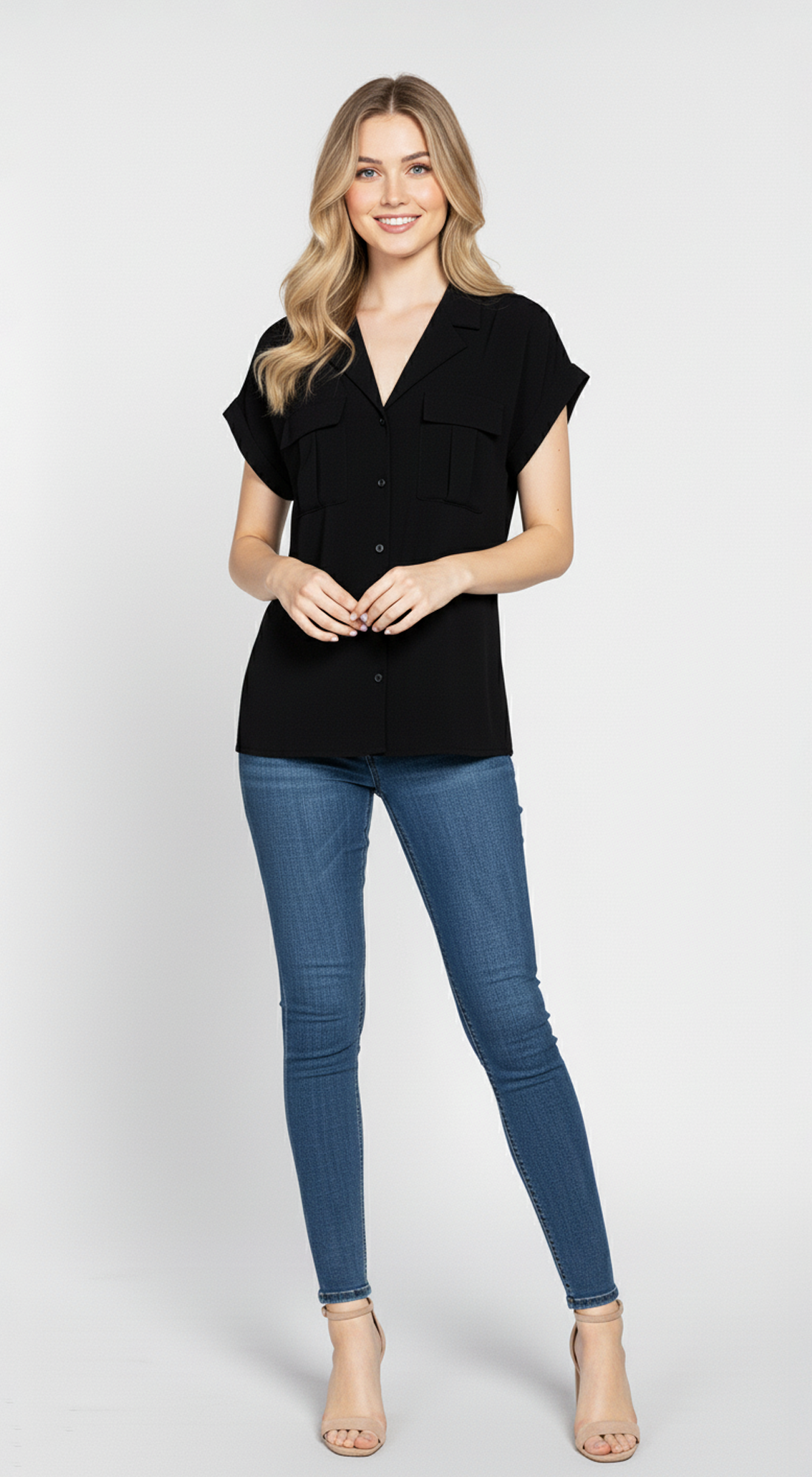 Dolman Short Slv Woven Shirt