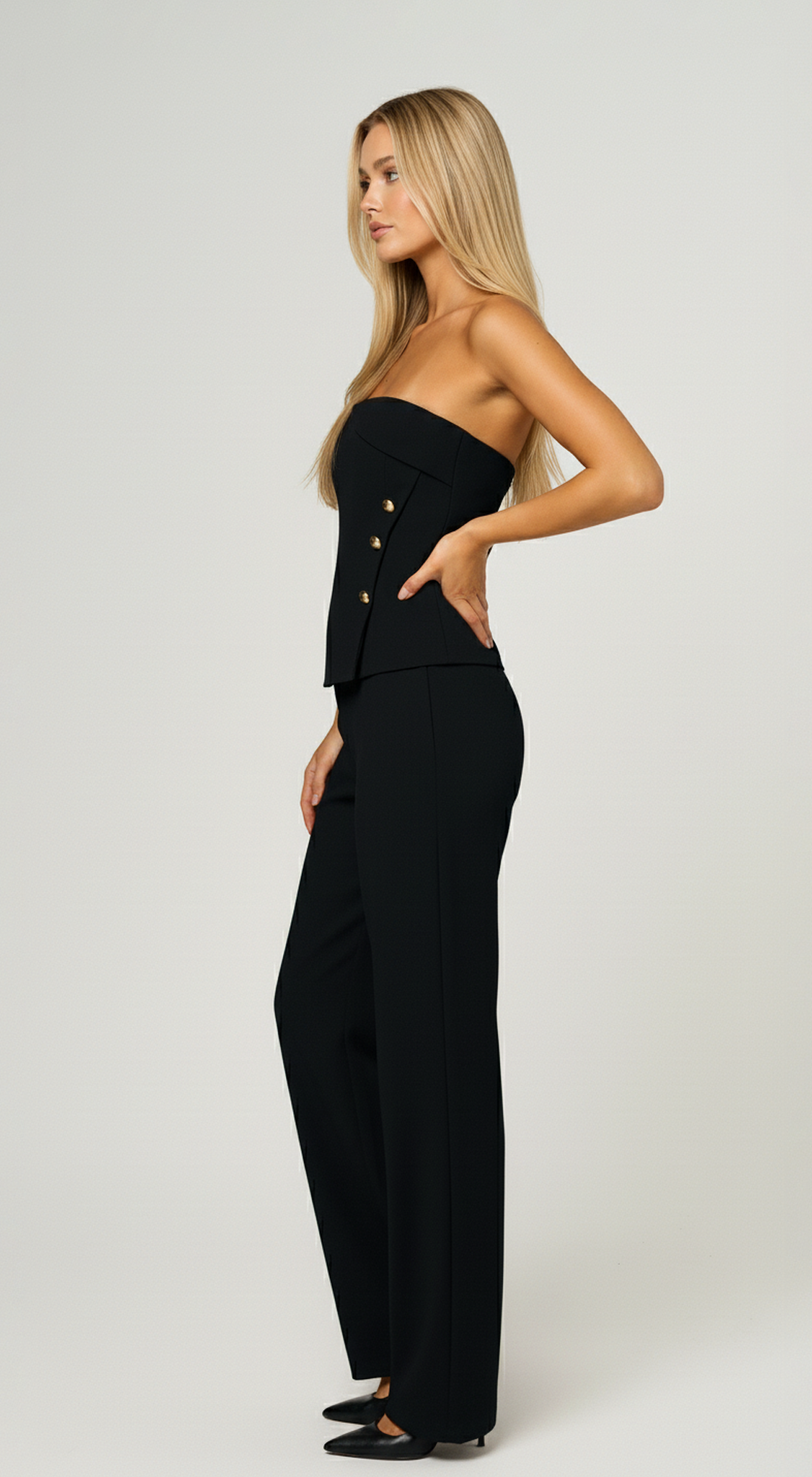 Tube Top With Contrast Buttons