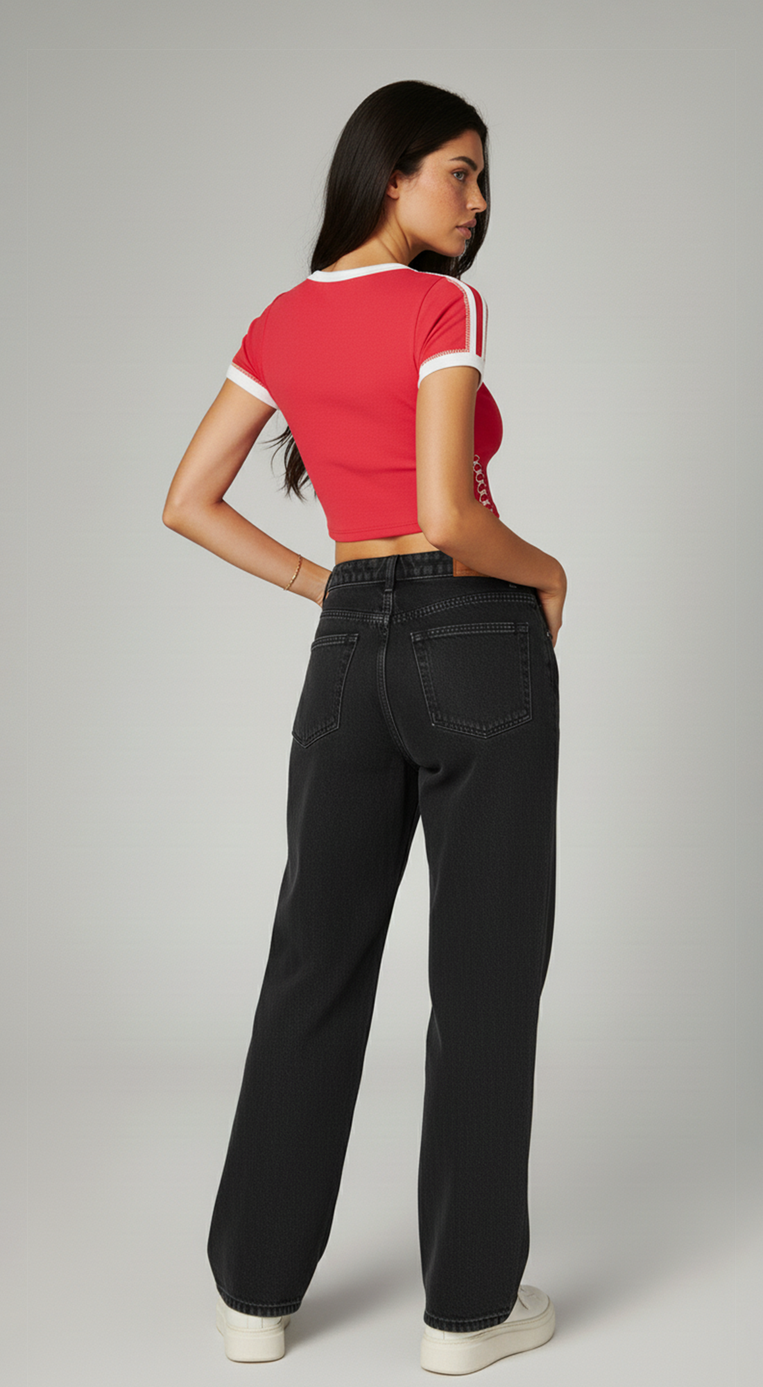 Cotton Rib Sporty Chic Bow Embroidered Top