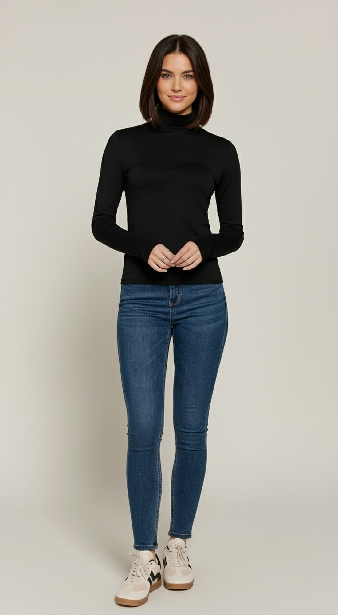 Long Slv High Neck Ity Knit Top