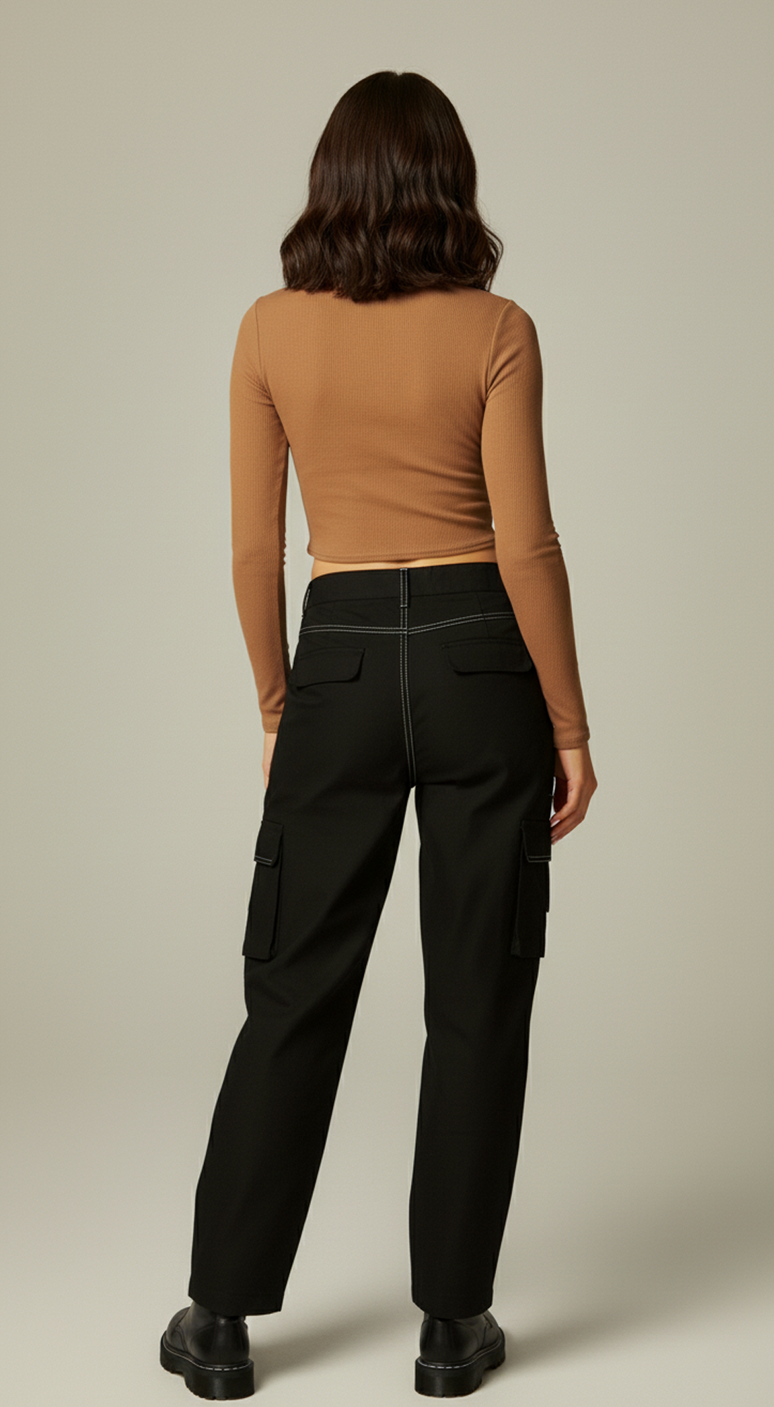 Micro Ribbed Peekaboo Mock Neck Long Sleeve Top