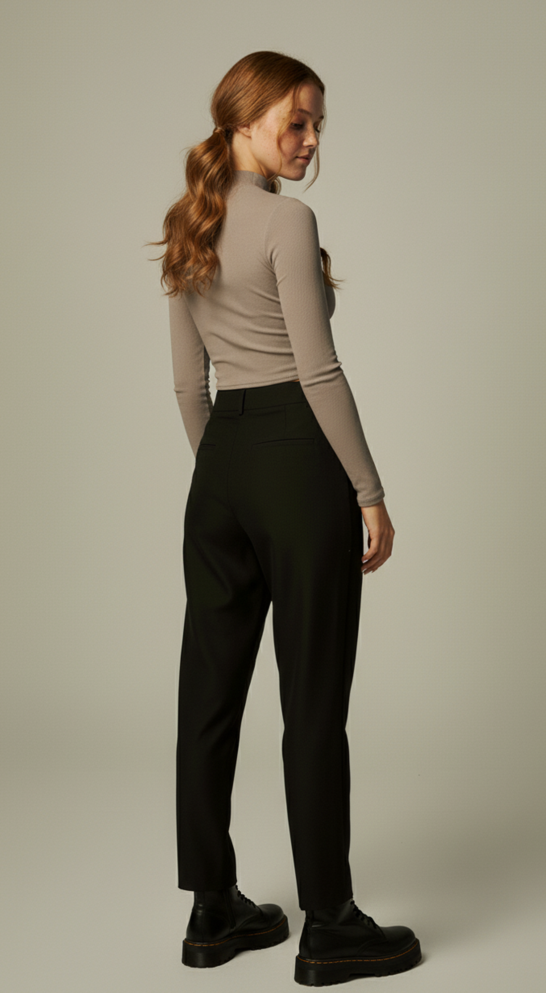 Micro Ribbed Peekaboo Mock Neck Long Sleeve Top