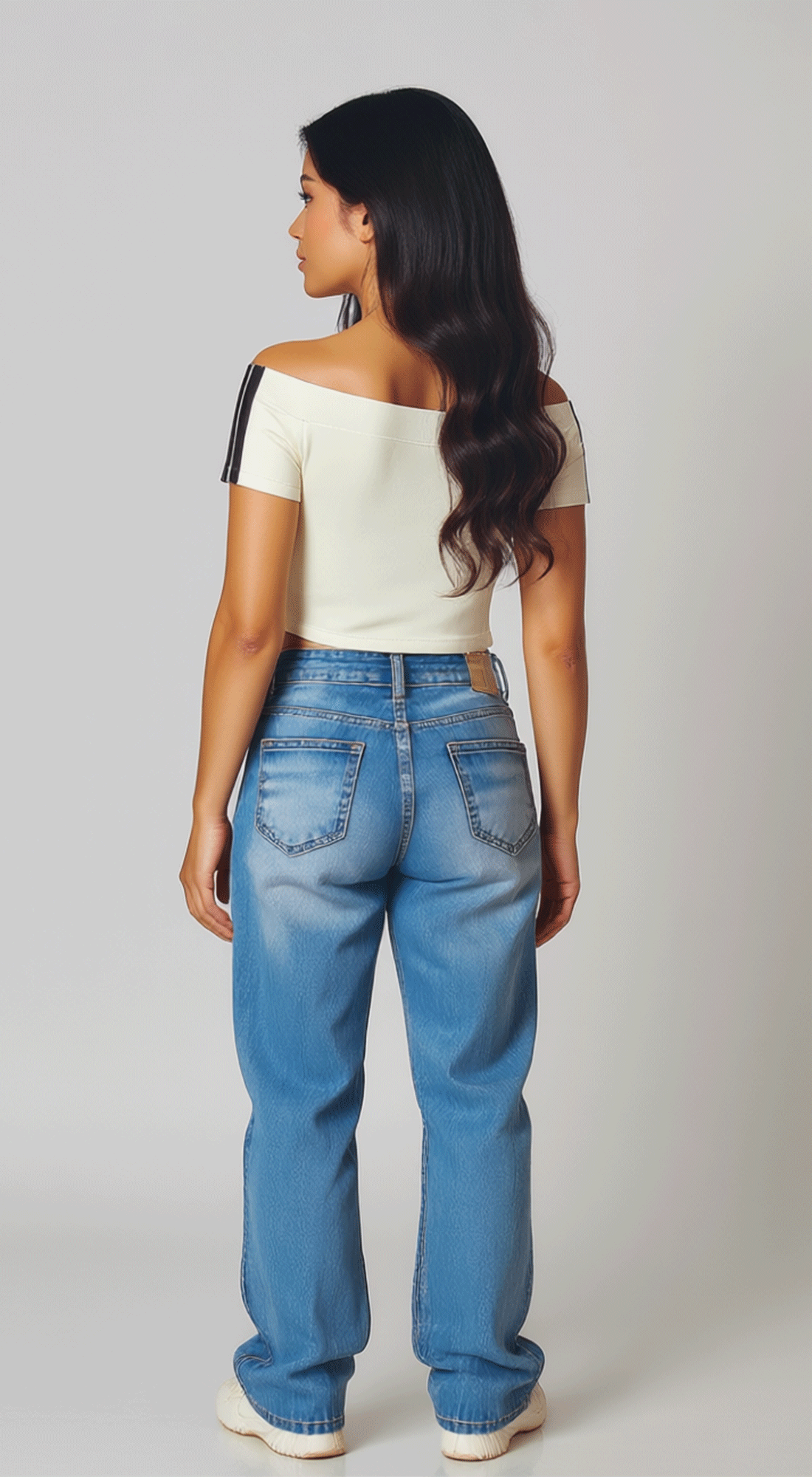 Off The Shoulder Graphic Crop Tee Top