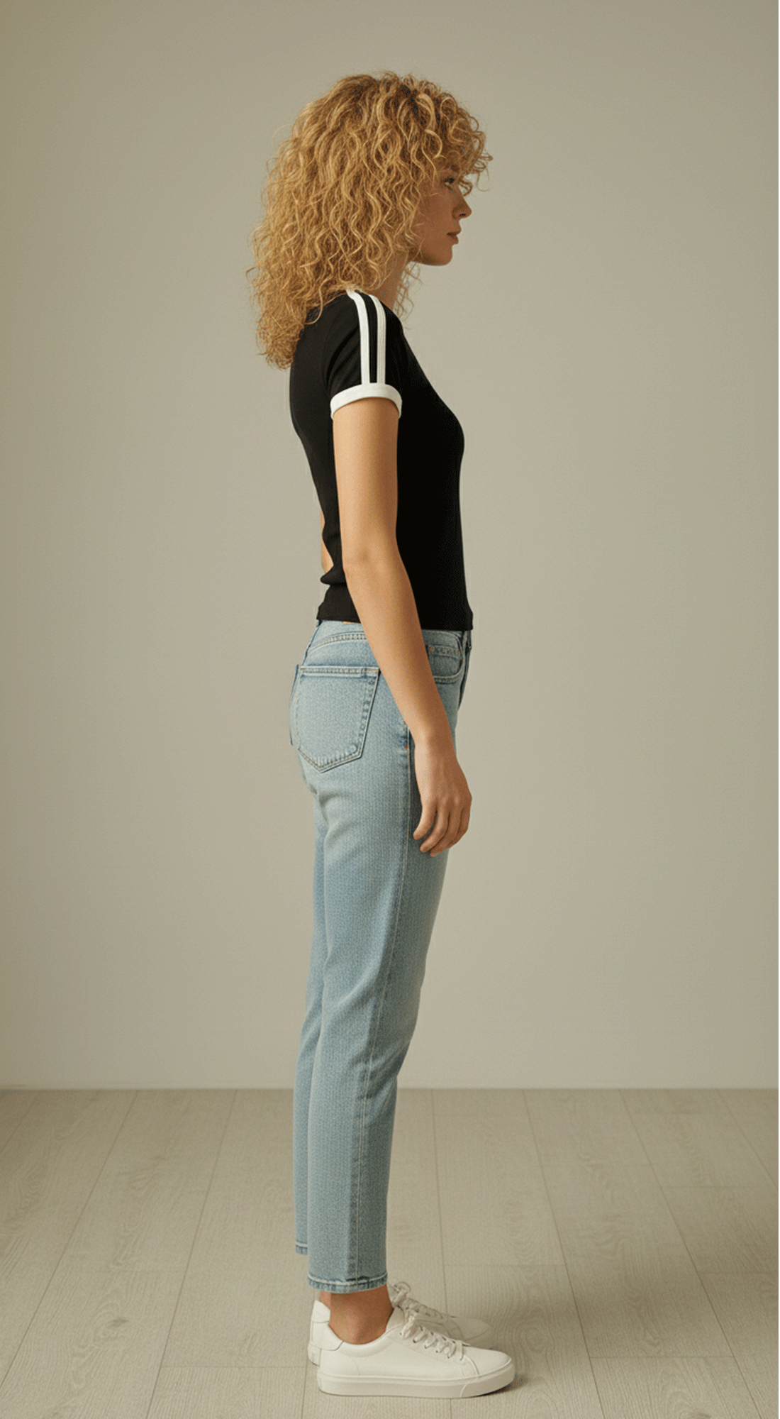 Stretch Contrast Binding Football Baby Tee