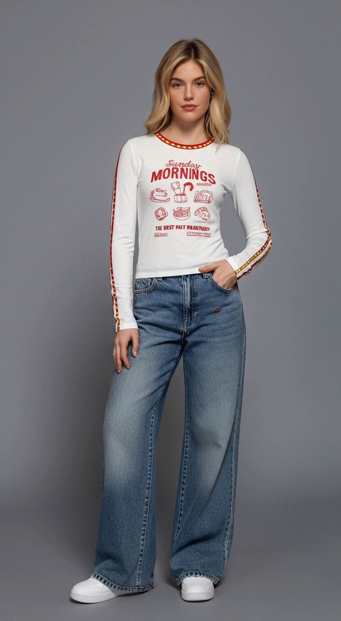 Long Slv Line Detail Graphic Tee