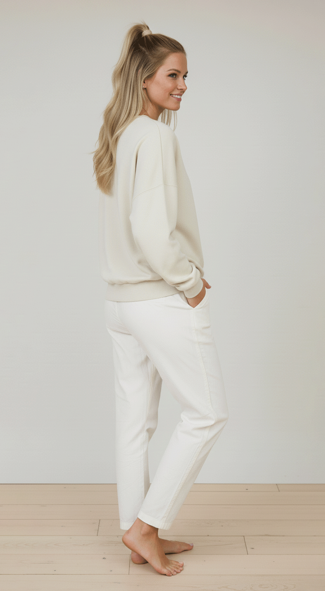 Washed Crewneck Long Sleeve Knit Top