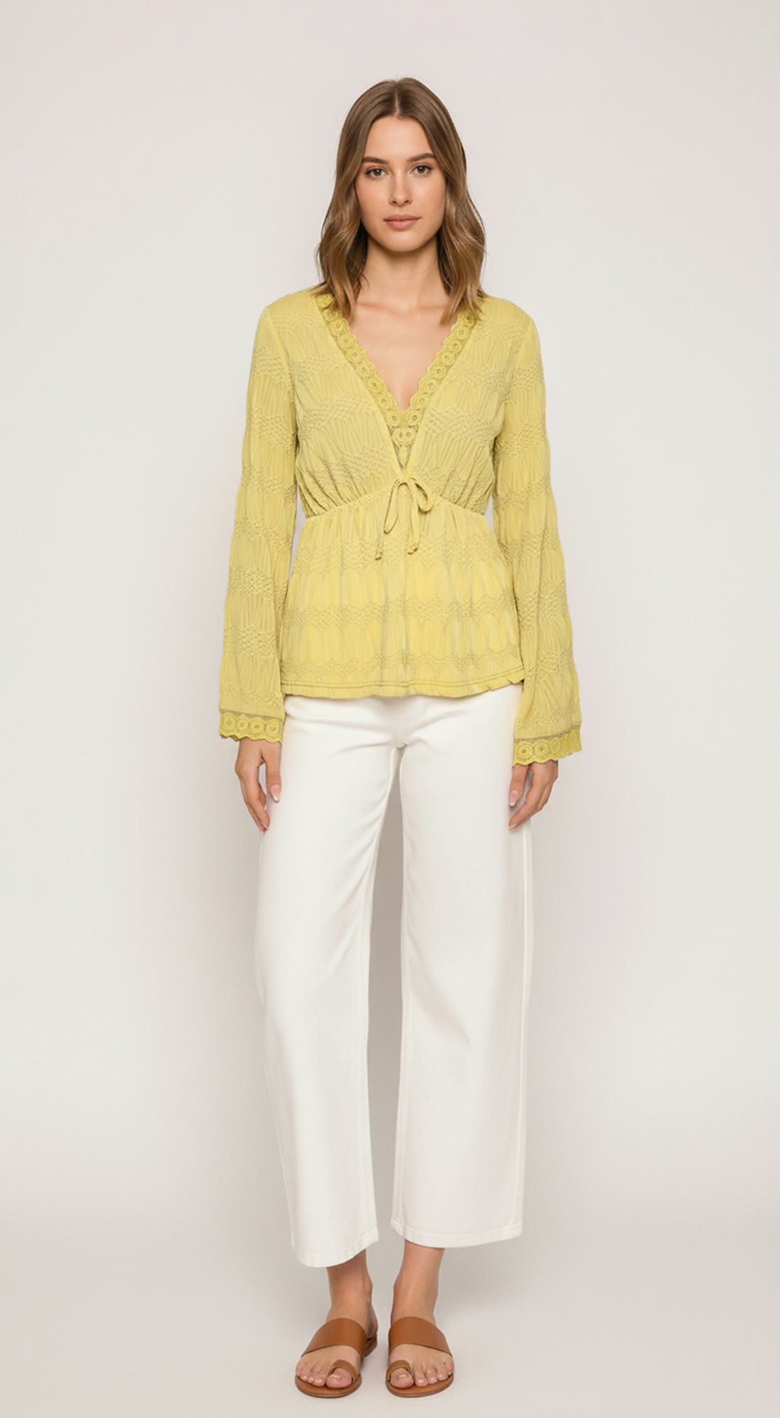 Boho Textured Lace Trim Top