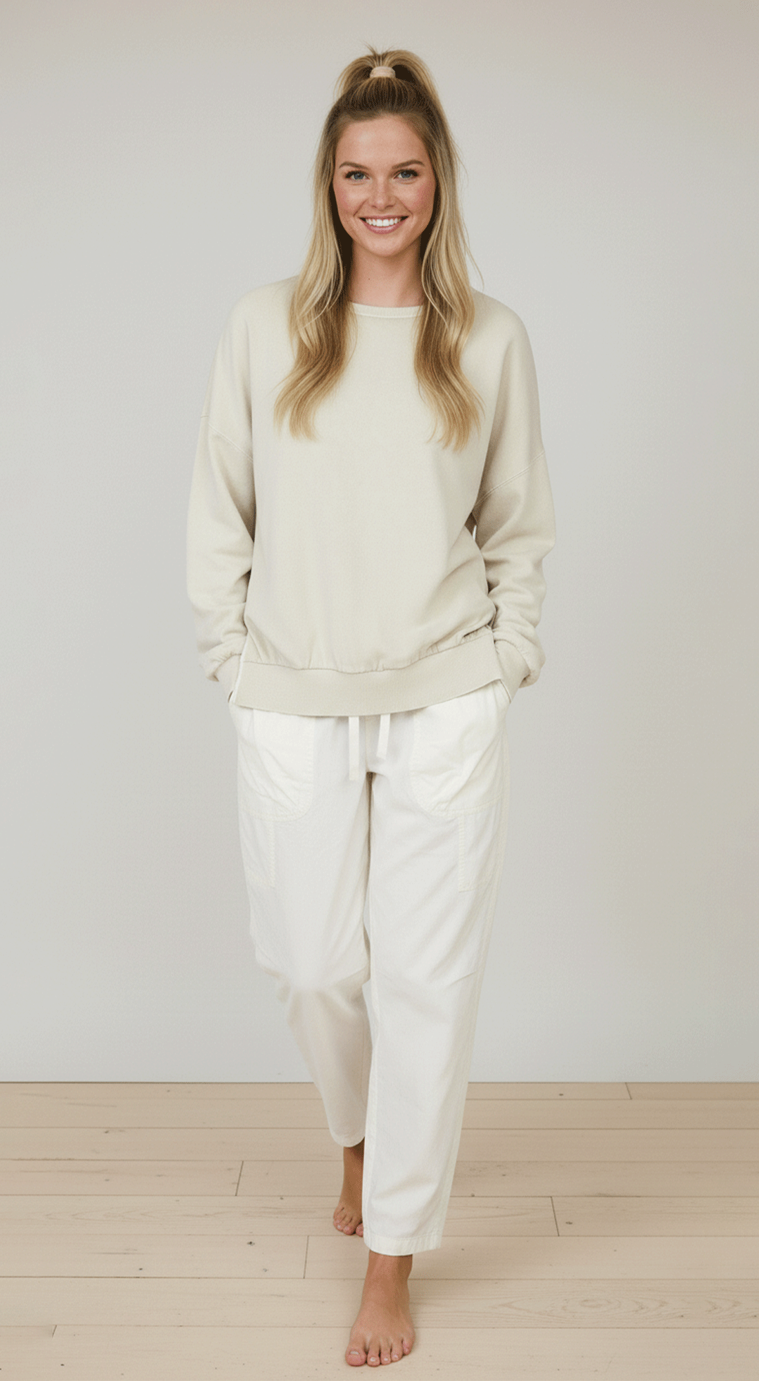 Washed Crewneck Long Sleeve Knit Top