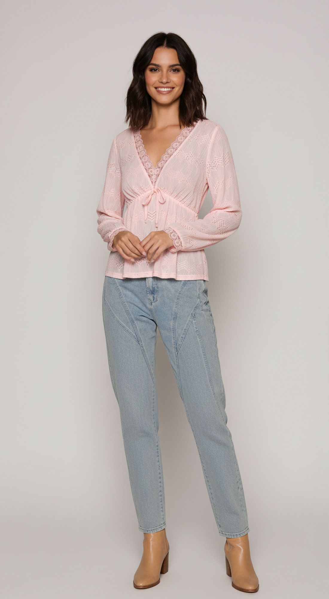 Boho Textured Lace Trim Top