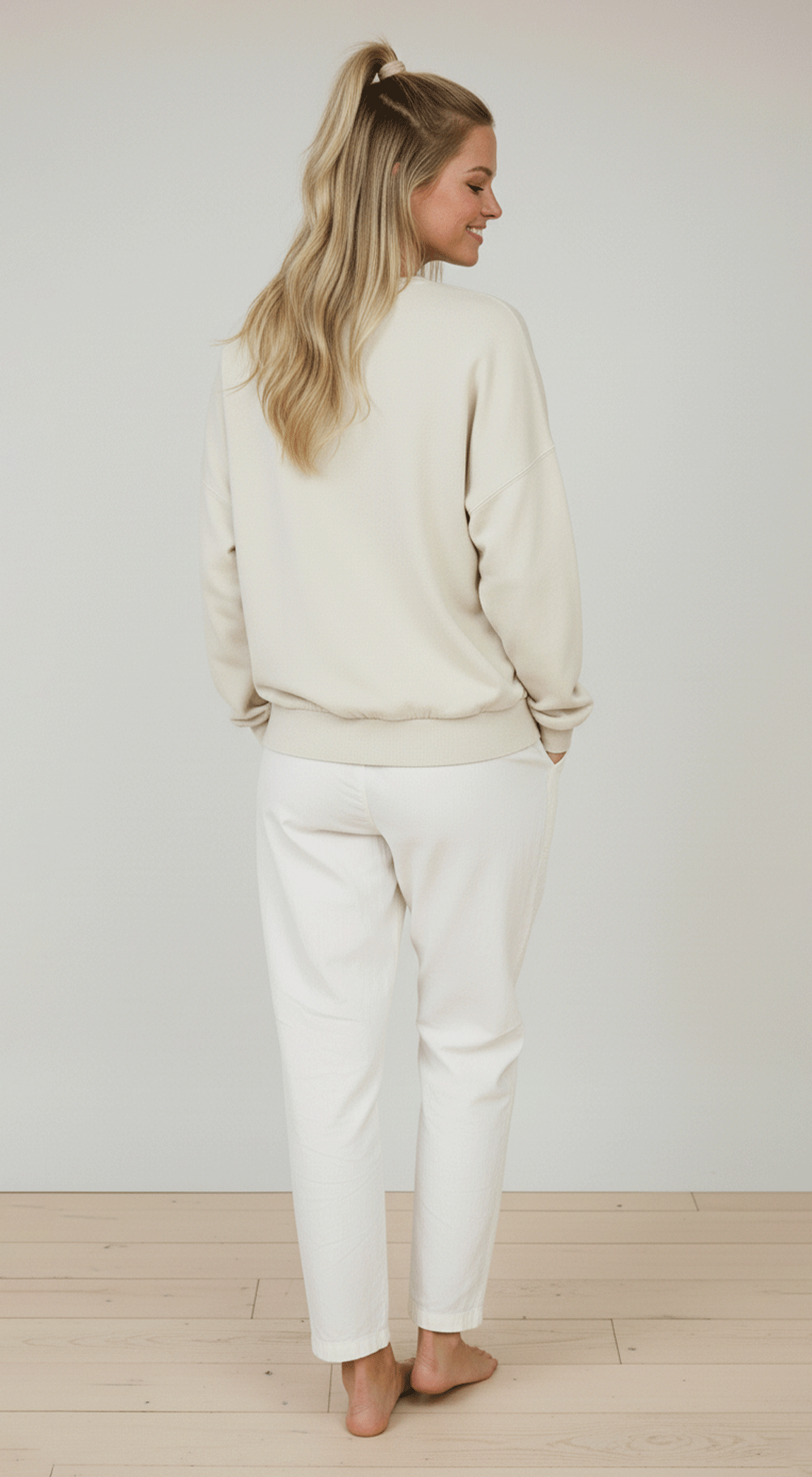 Washed Crewneck Long Sleeve Knit Top