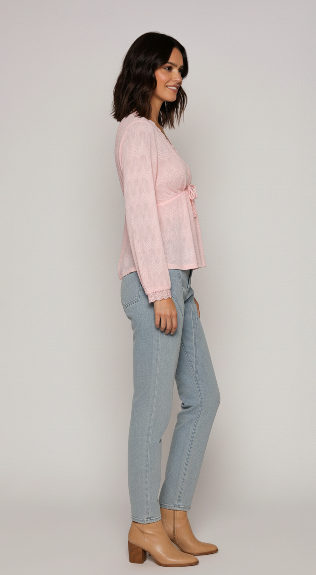 Boho Textured Lace Trim Top