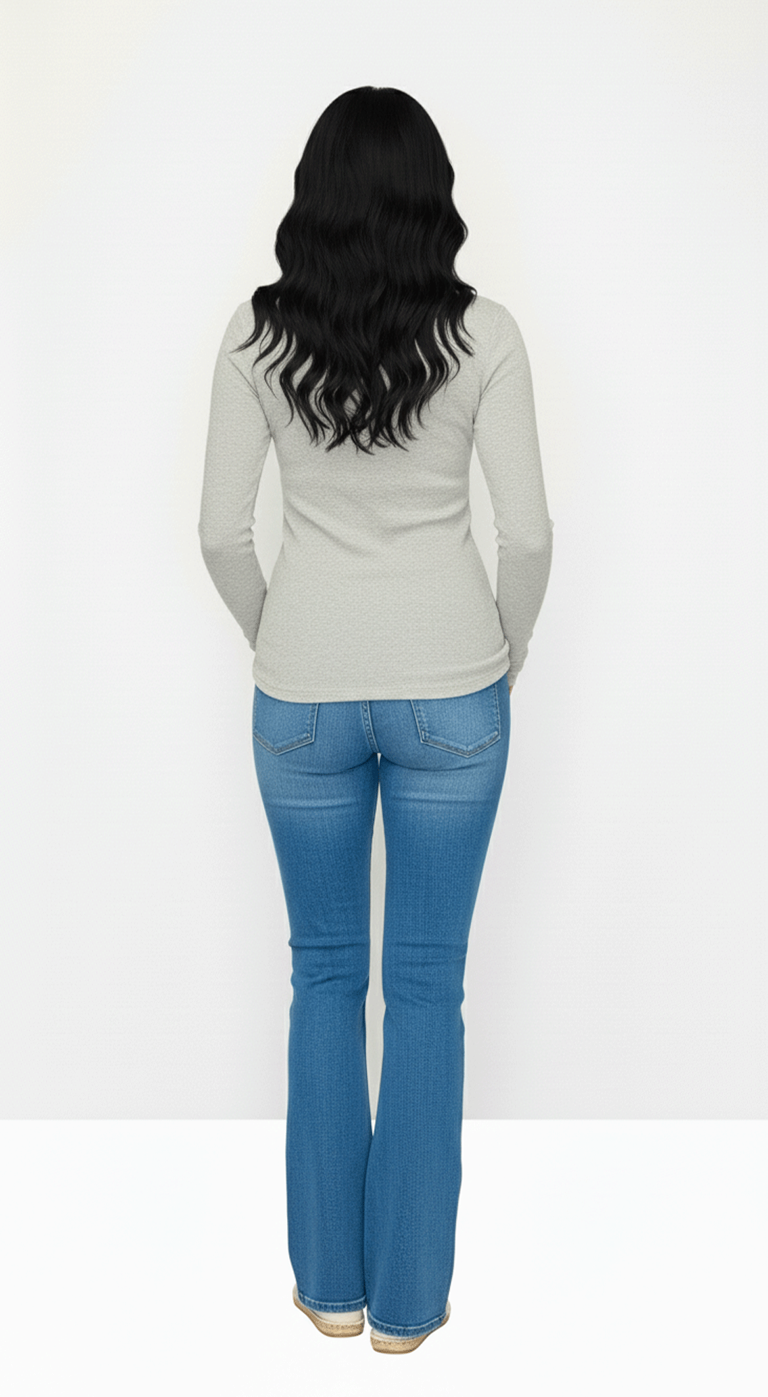 Solid V Neck Long Sleeve