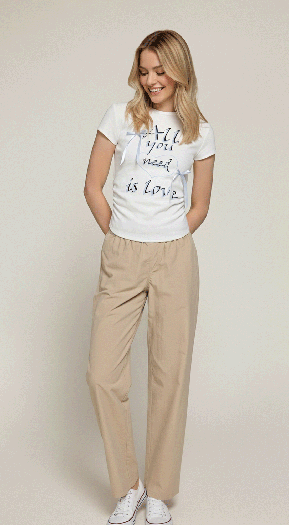 Print & Satin Ribbon Detail T-shirt