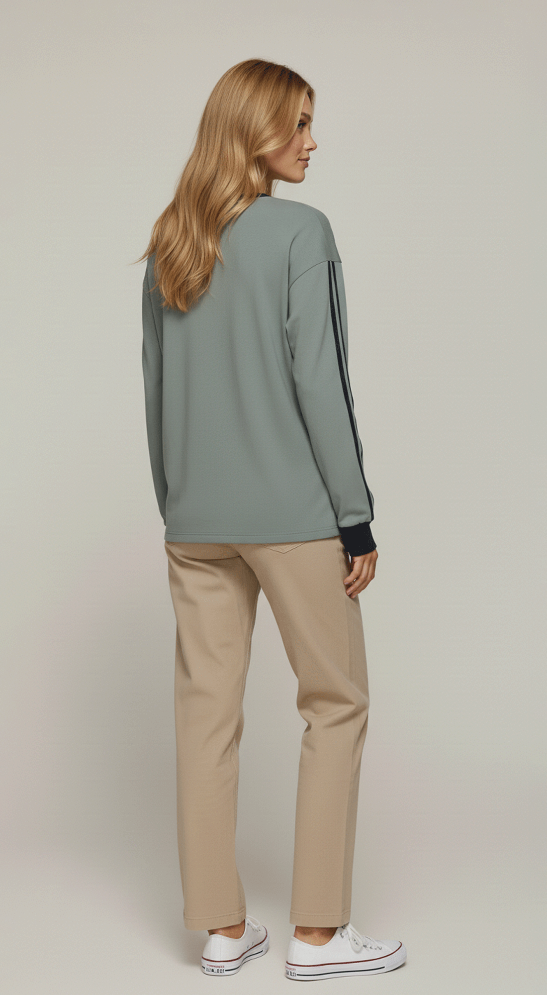 Line Detail Long Slv Embroidery Tee
