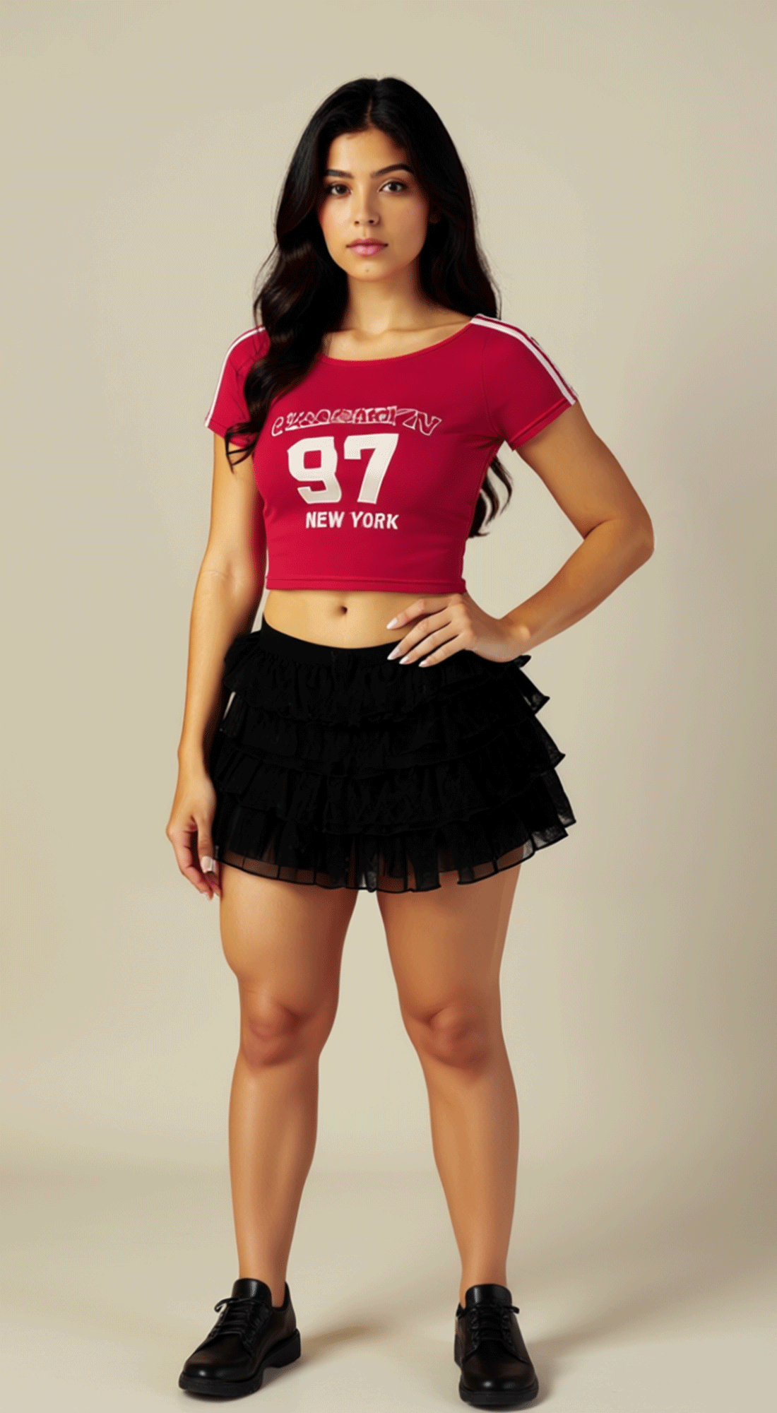 Off The Shoulder Graphic Crop Tee Top