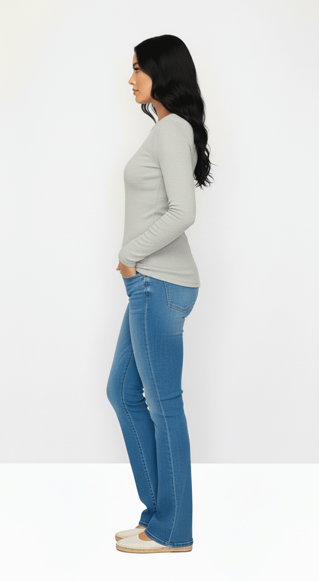 Solid V Neck Long Sleeve
