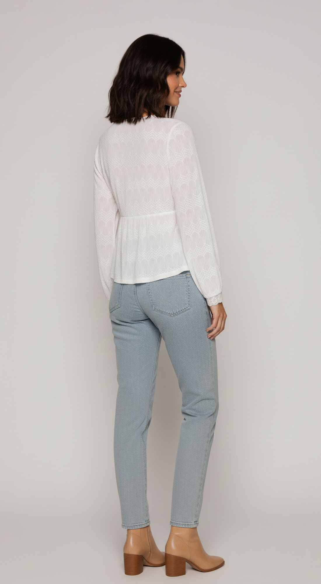 Boho Textured Lace Trim Top