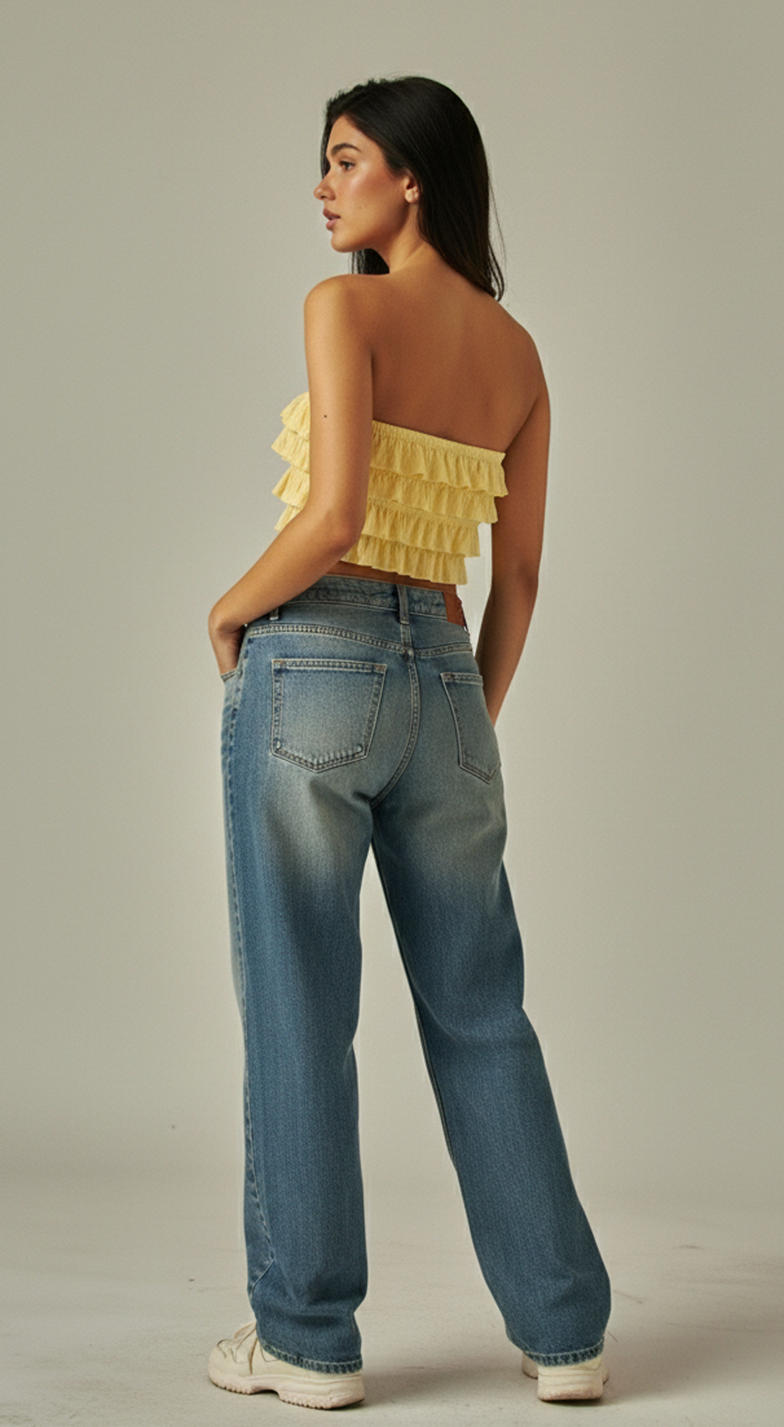 Layered Ruffles Eyelet Bandeau Top
