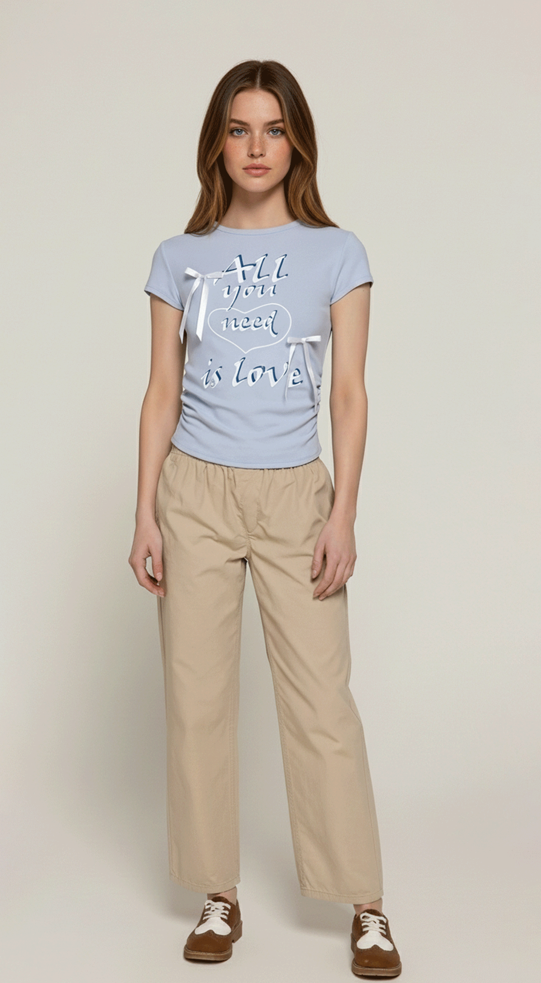 Print & Satin Ribbon Detail T-shirt